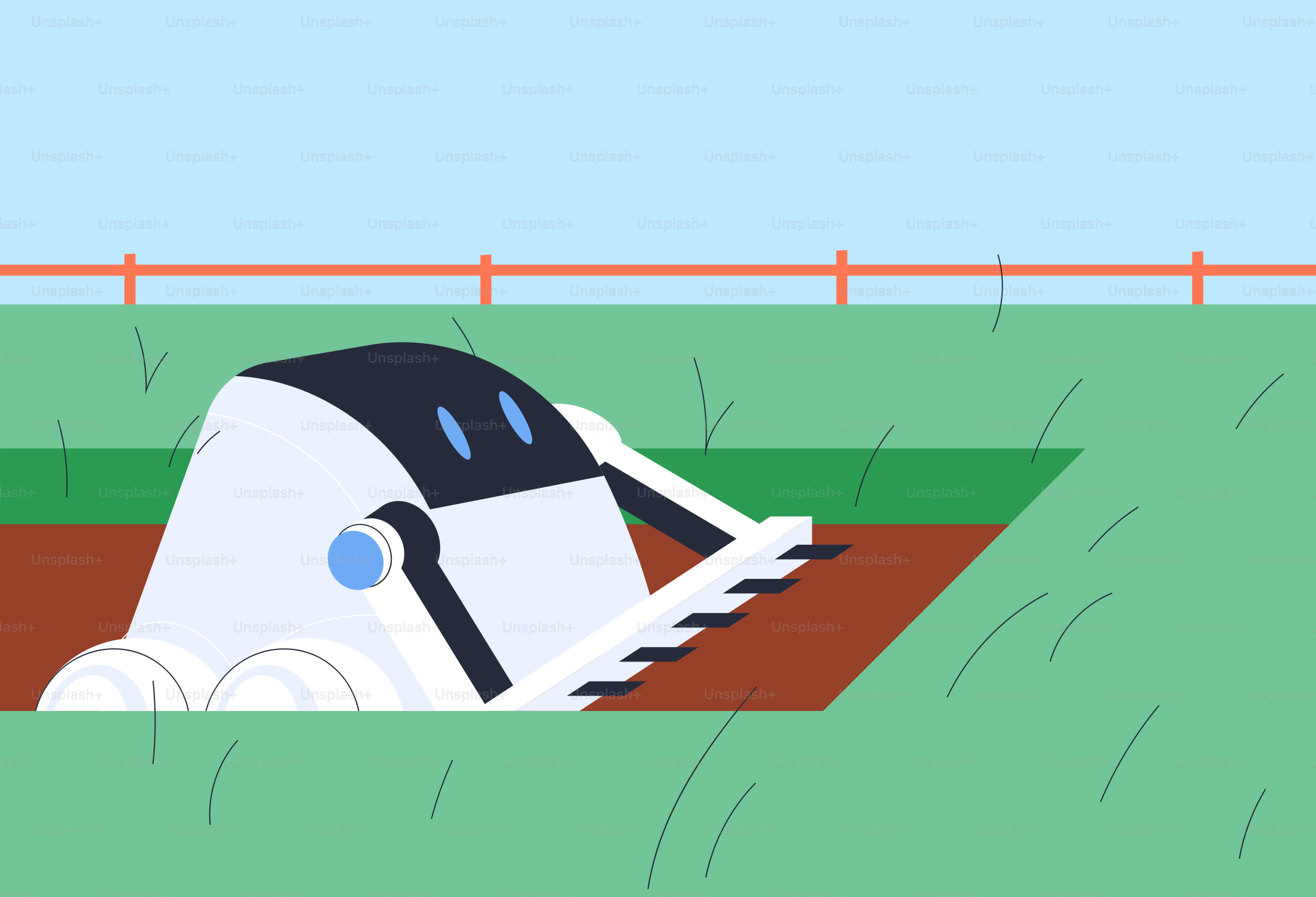 A cartoon character laying on a baseball field