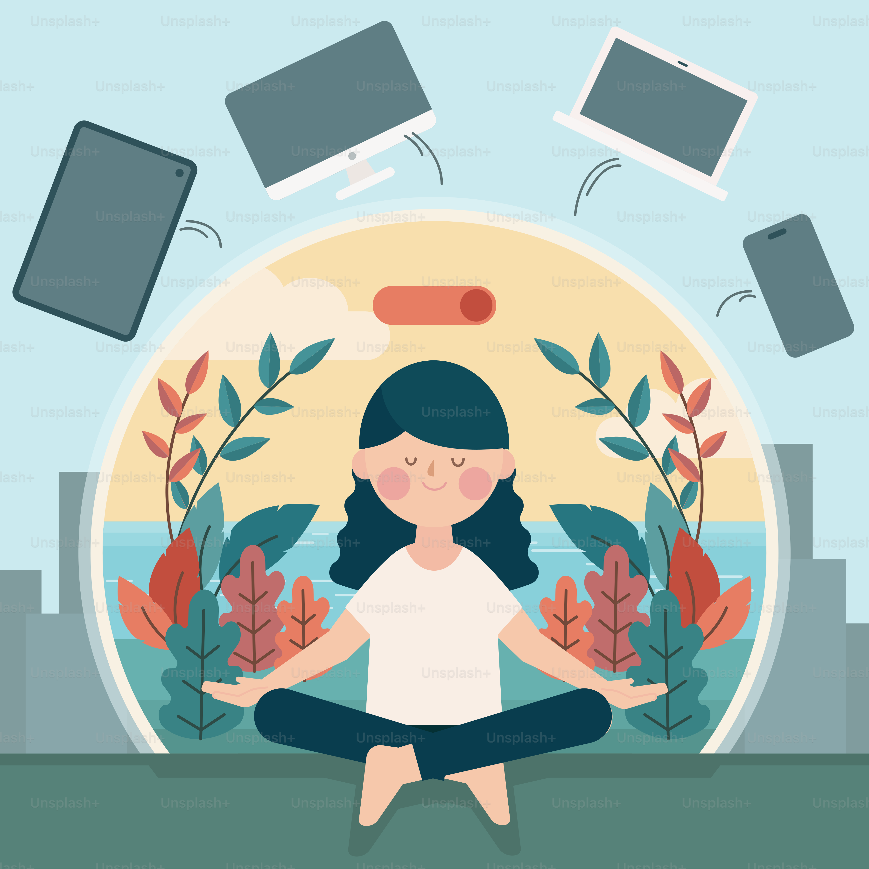 A woman is sitting in a lotus position