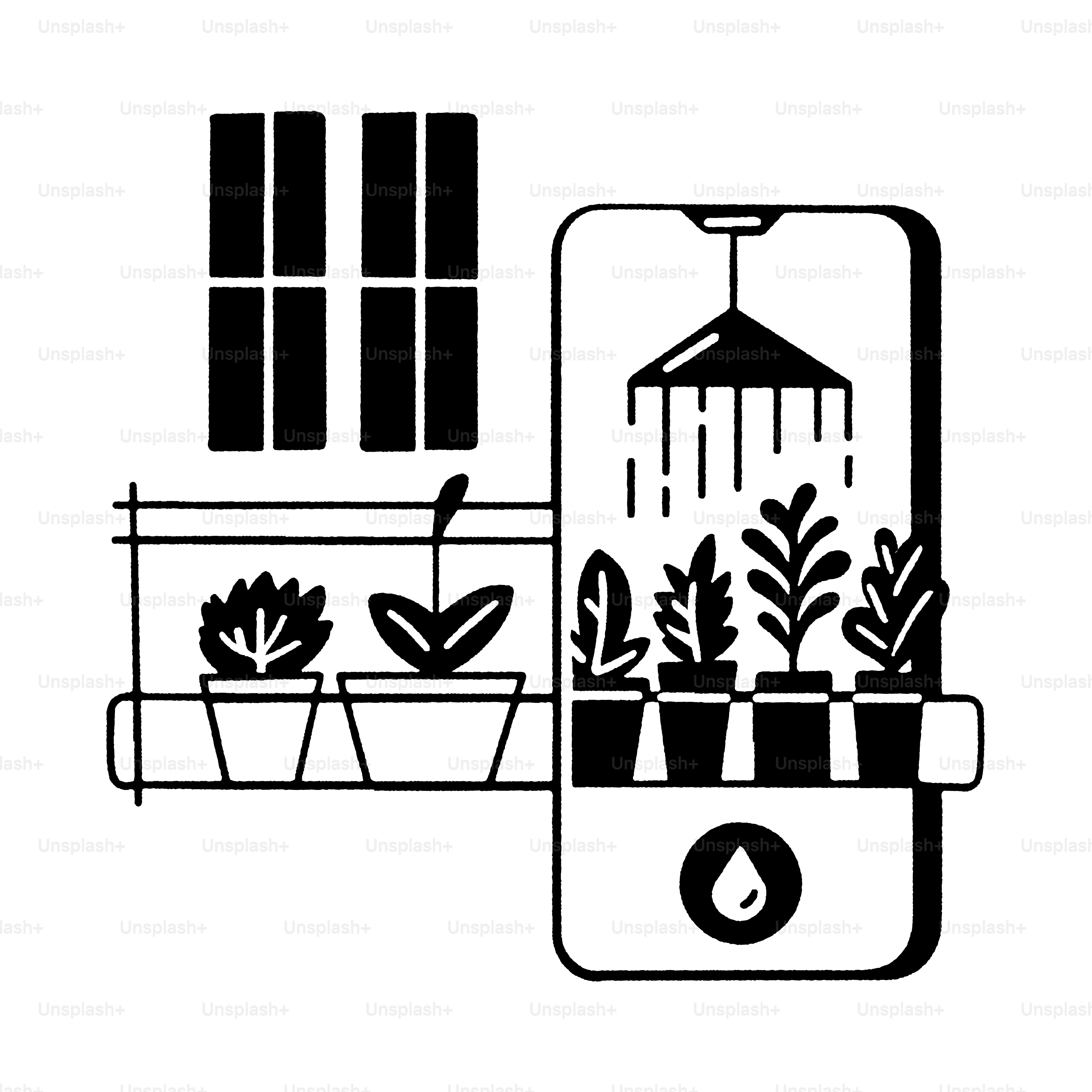 A black and white drawing of a cell phone