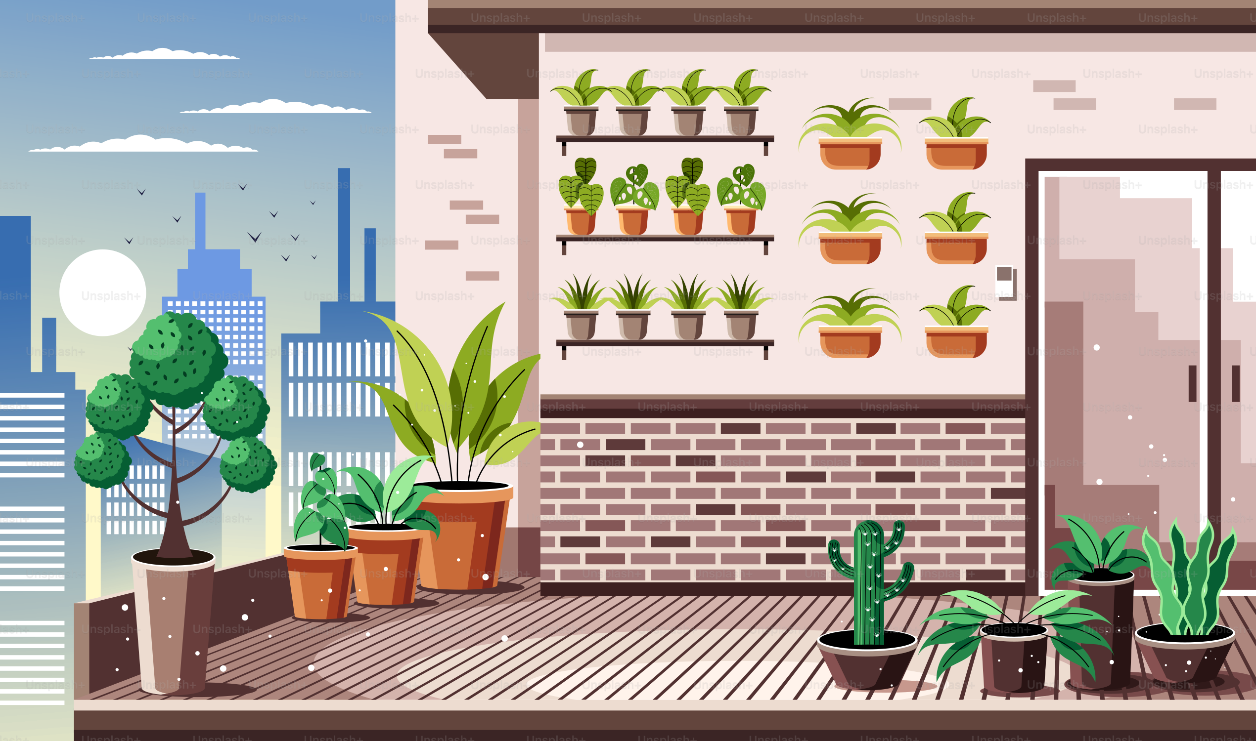 Un bâtiment avec des plantes en pot devant lui