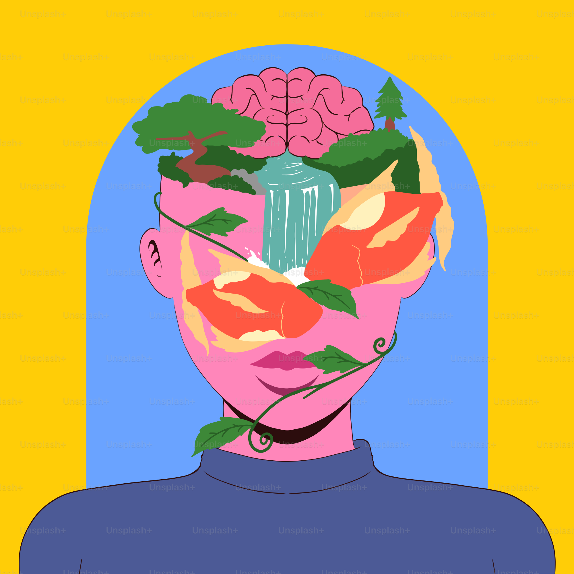 A person with a flower in their head