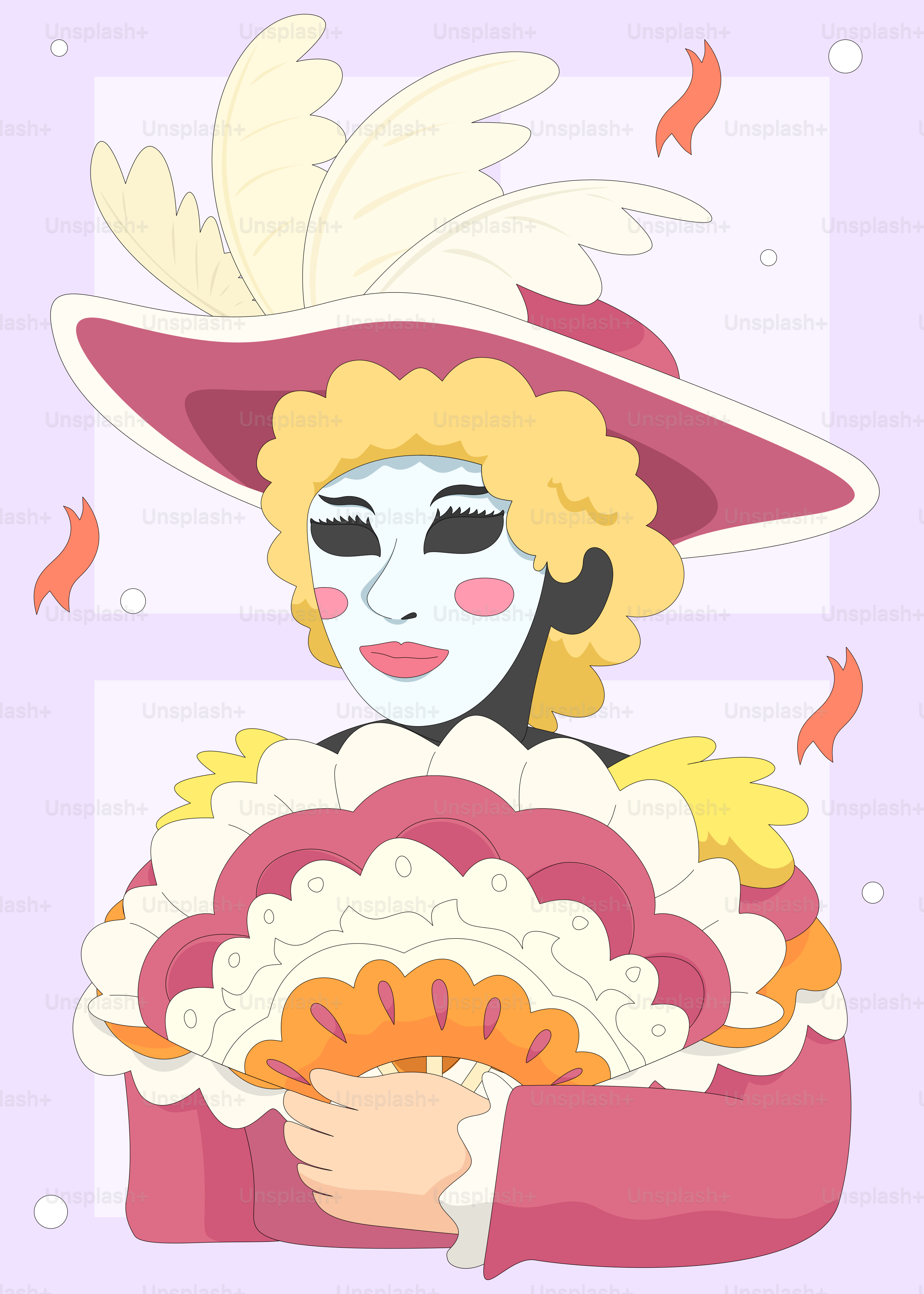 A woman wearing a mask and holding a fan