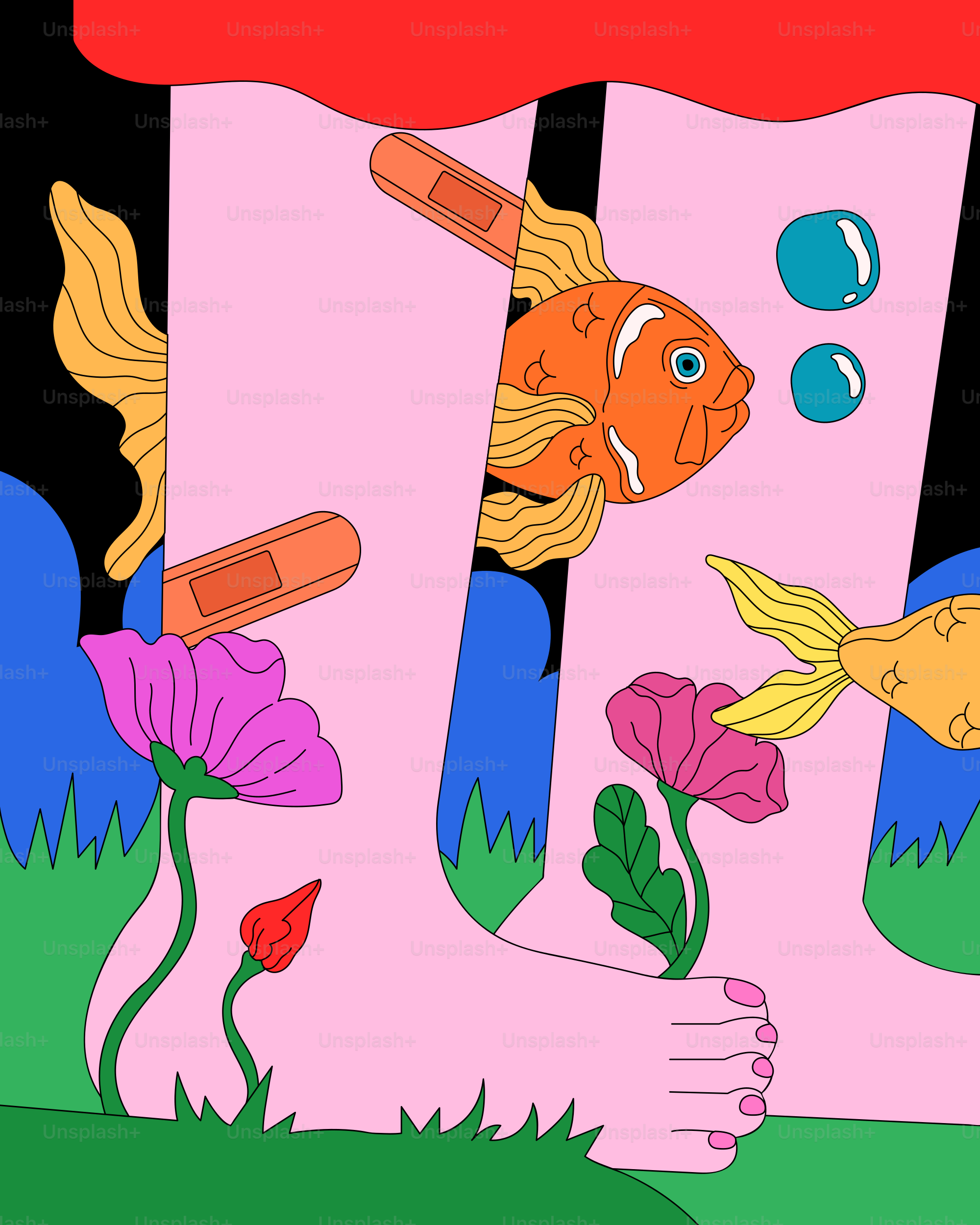 A cartoon picture of a person's feet and feet