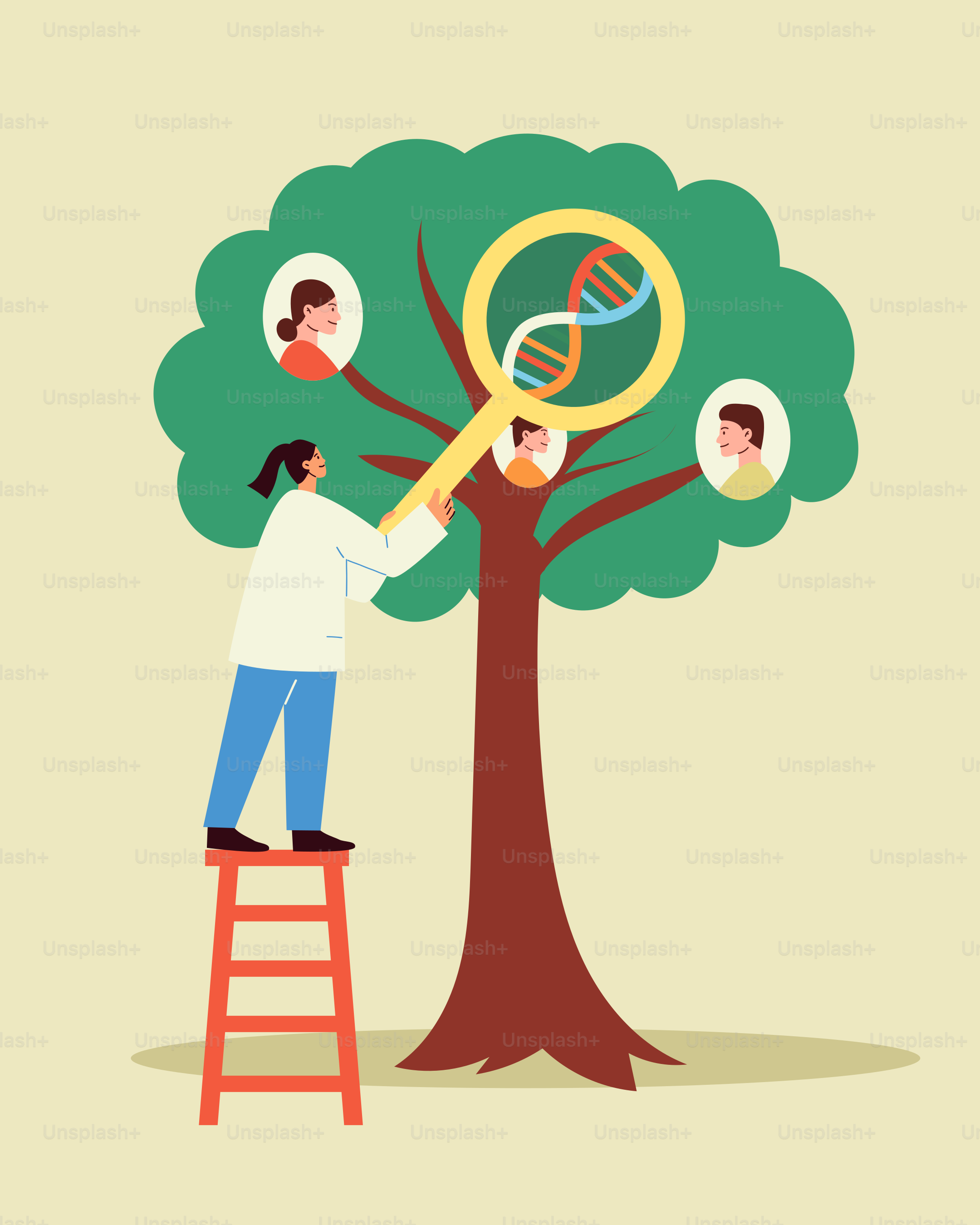 Un homme se tient sur une échelle et tient une loupe vectoriel – Image de  Famille sur Unsplash, image size:3000x3750