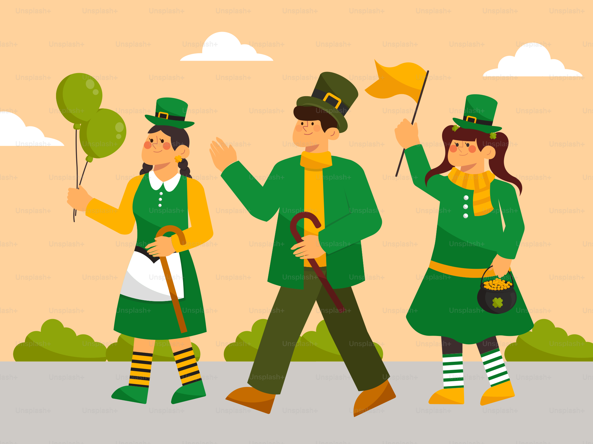 A group of people dressed in irish clothing