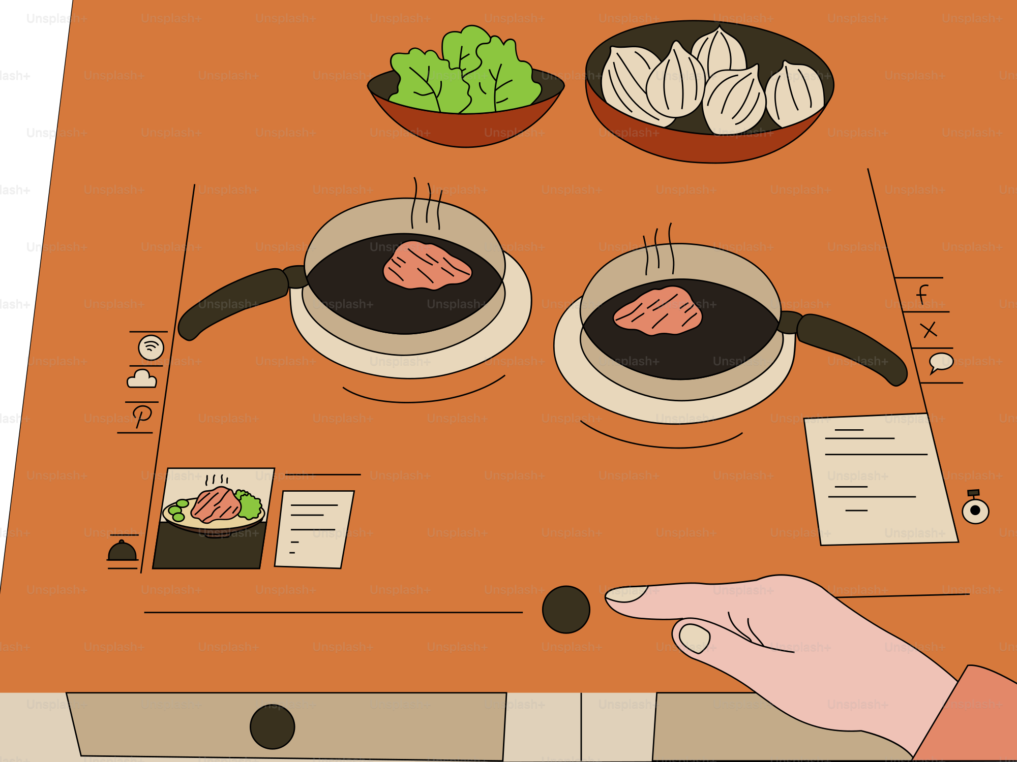 A person pointing at a stove top with food on it