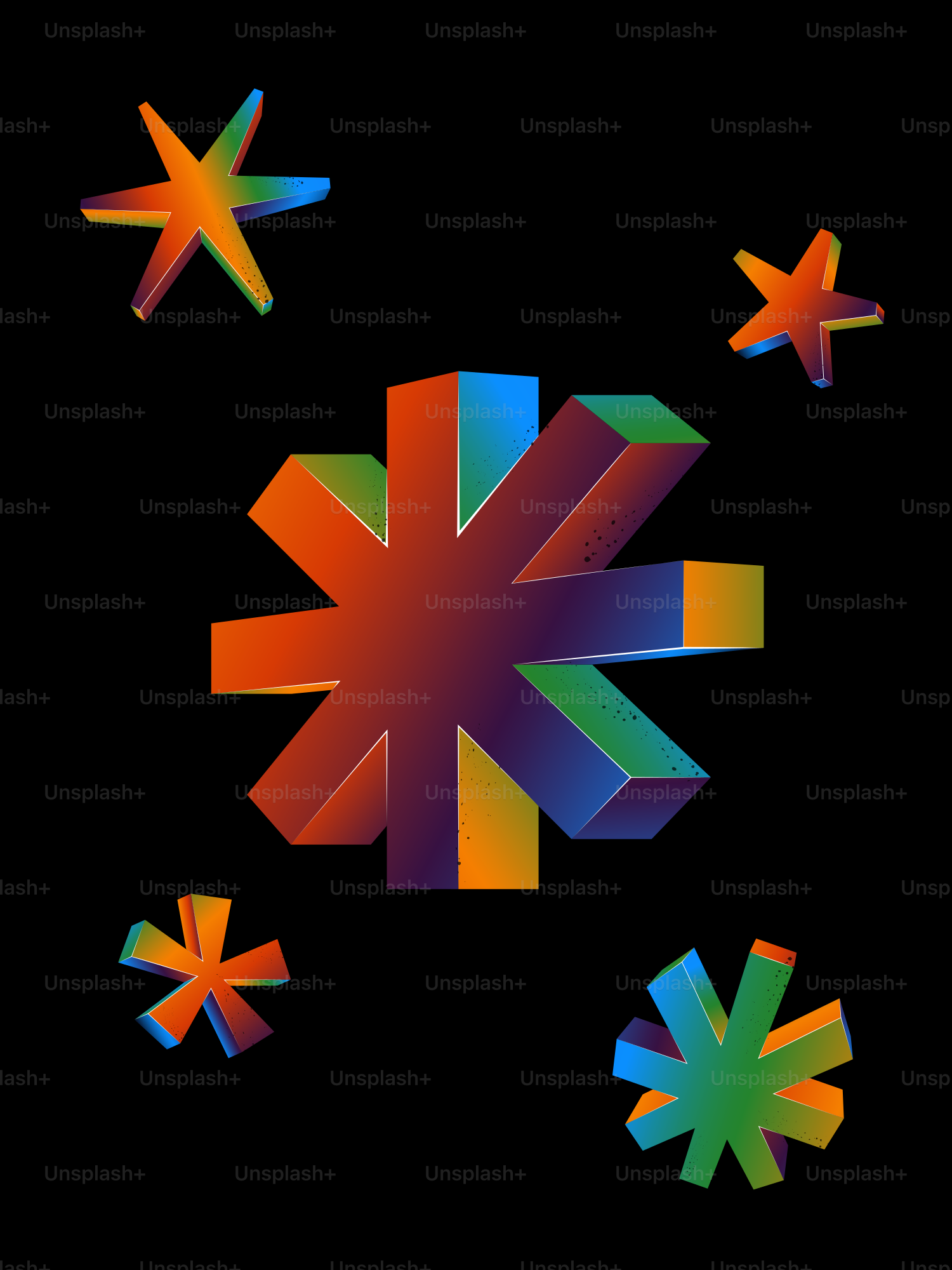 A group of different colored stars on a black background