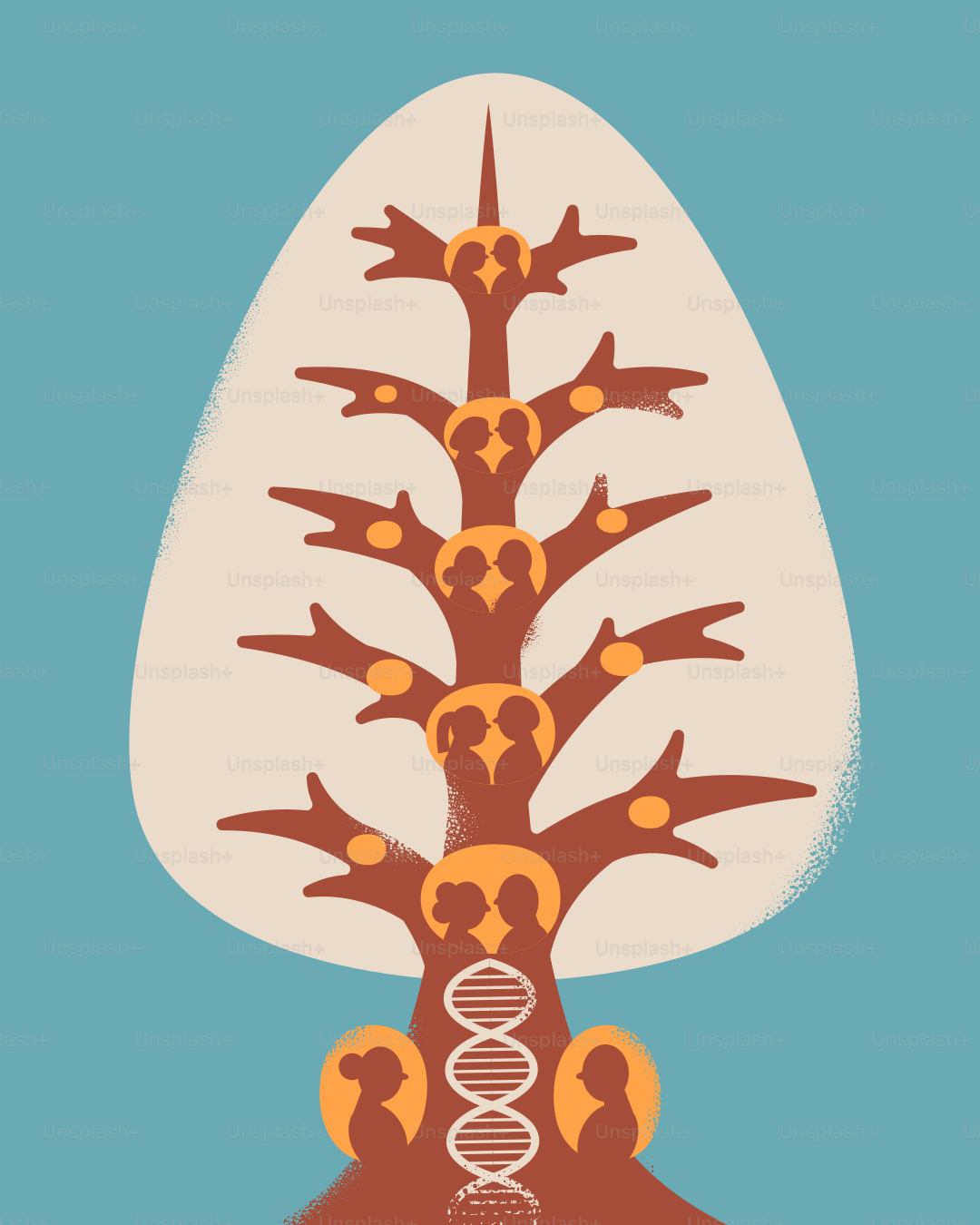 Eine Gruppe von Menschen, die vor einem Baum stehen