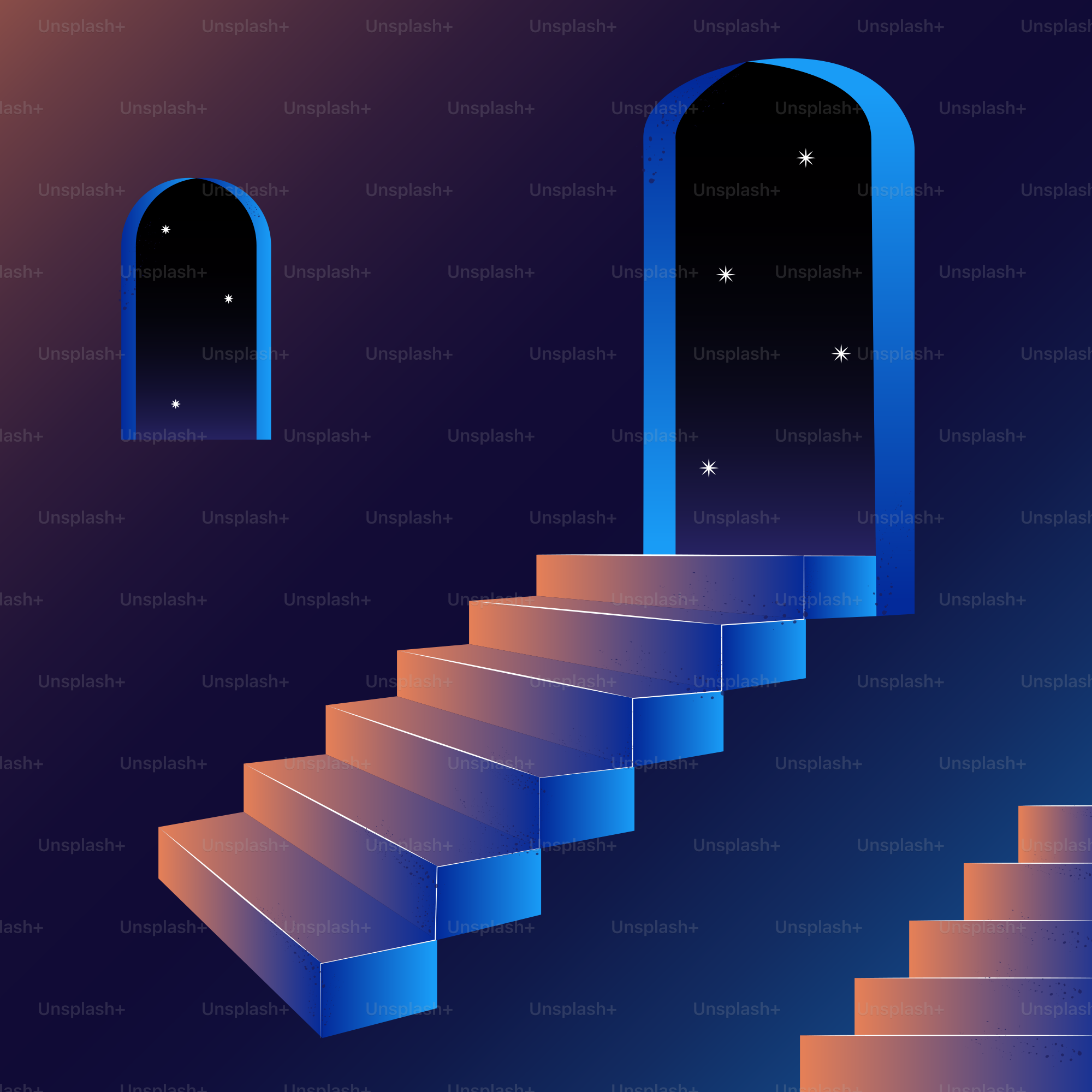 A set of stairs leading up to a door