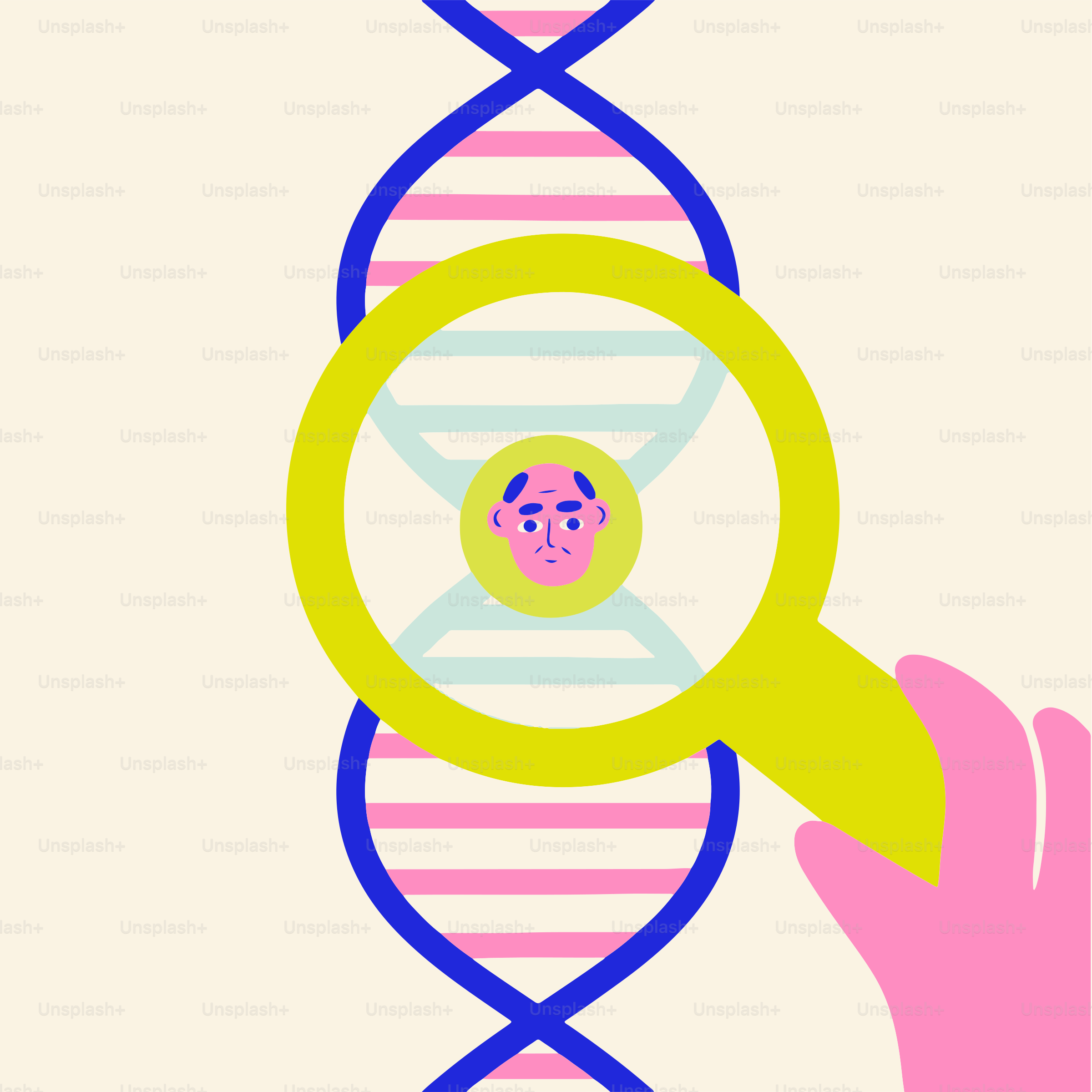 Eine Hand, die eine Lupe mit einem Bild eines Mannes in einer hält