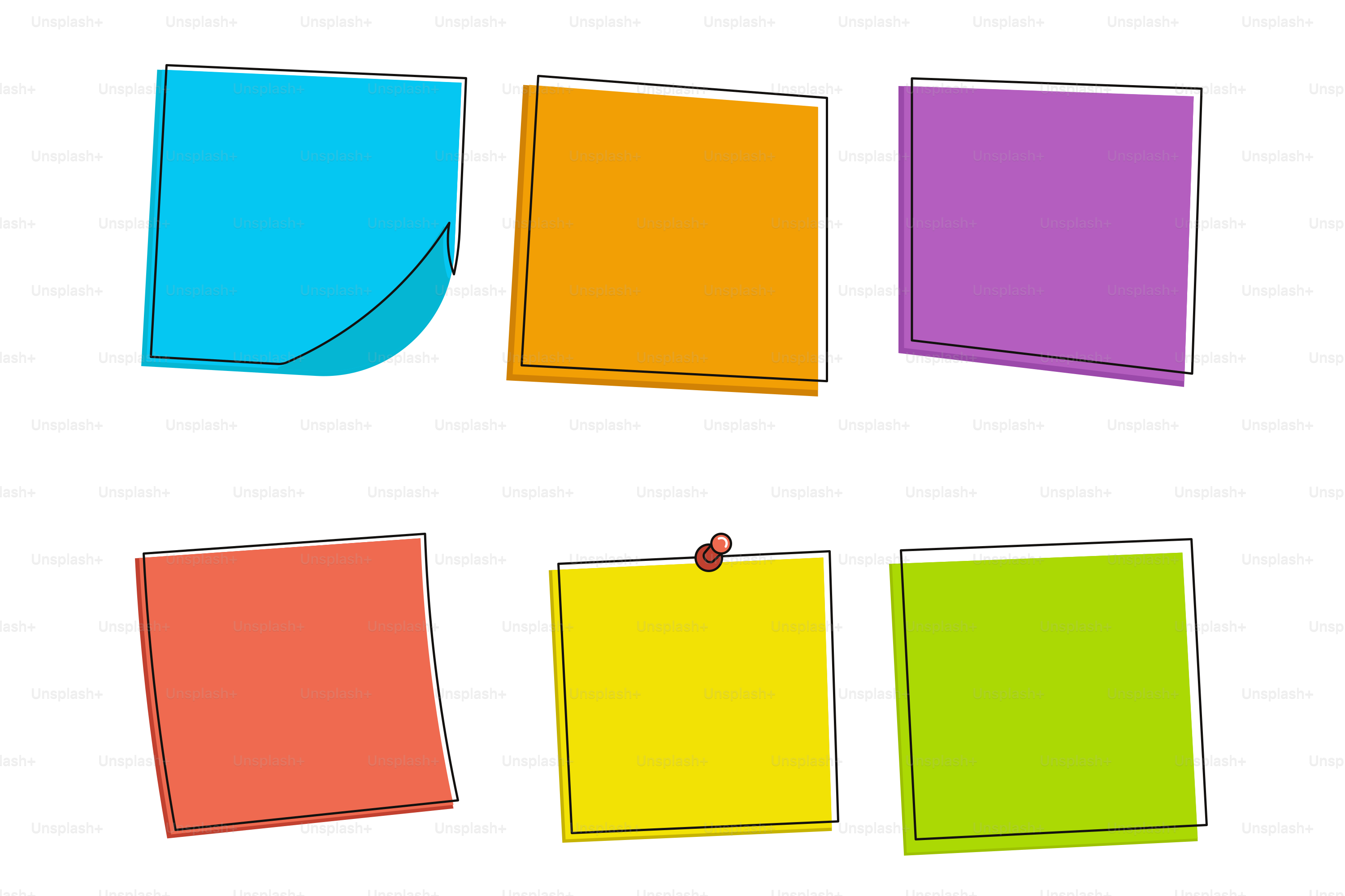A set of four different colored sticky notes