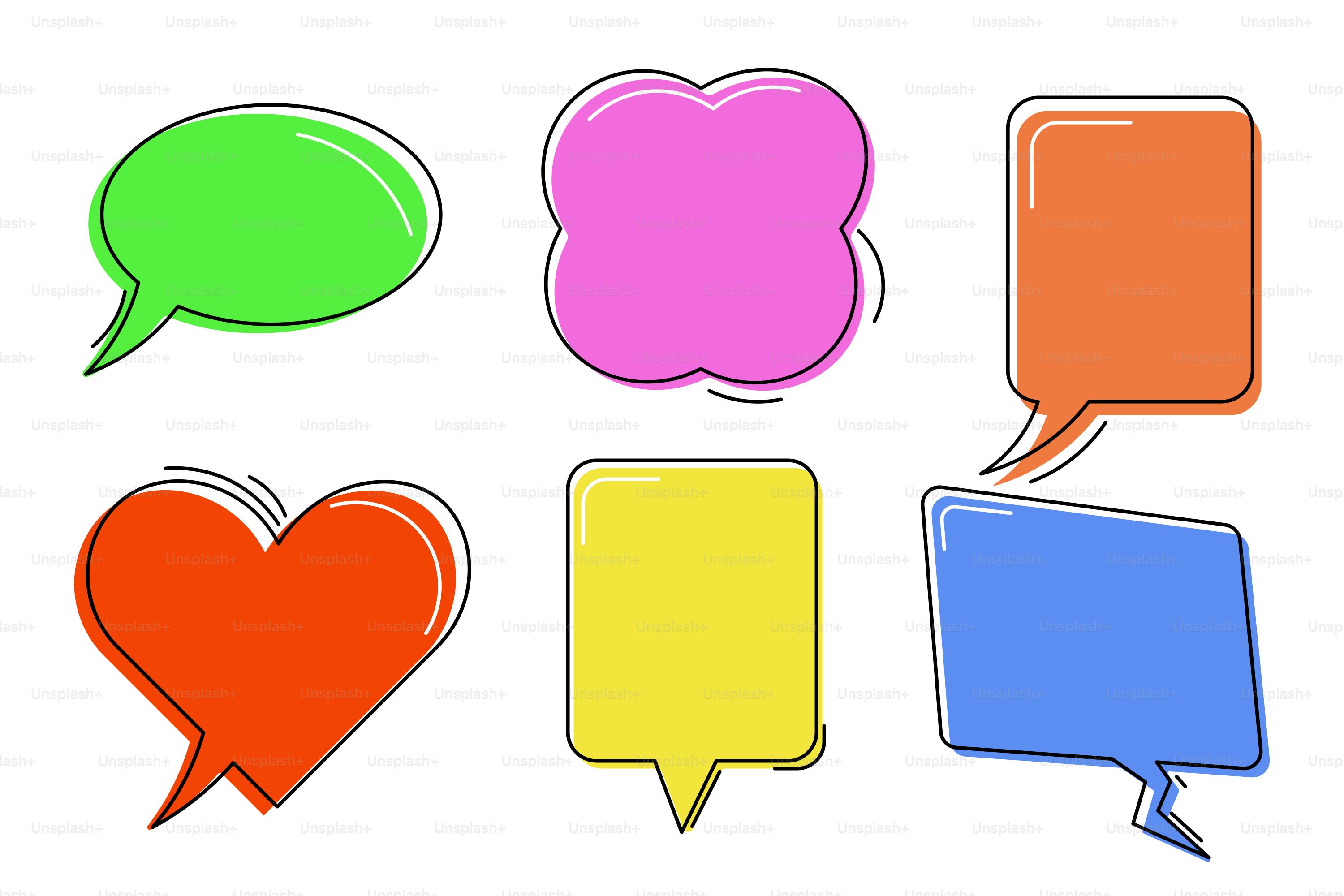 Un grupo de globos de diálogo con diferentes colores