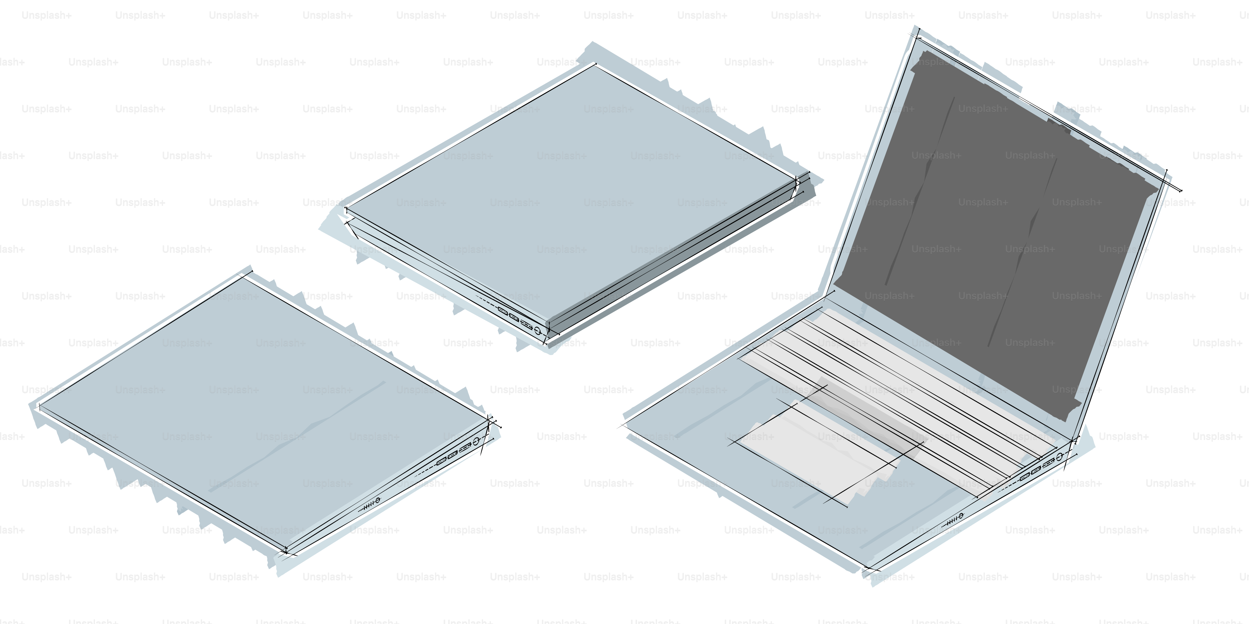 A set of three electronic devices sitting next to each other