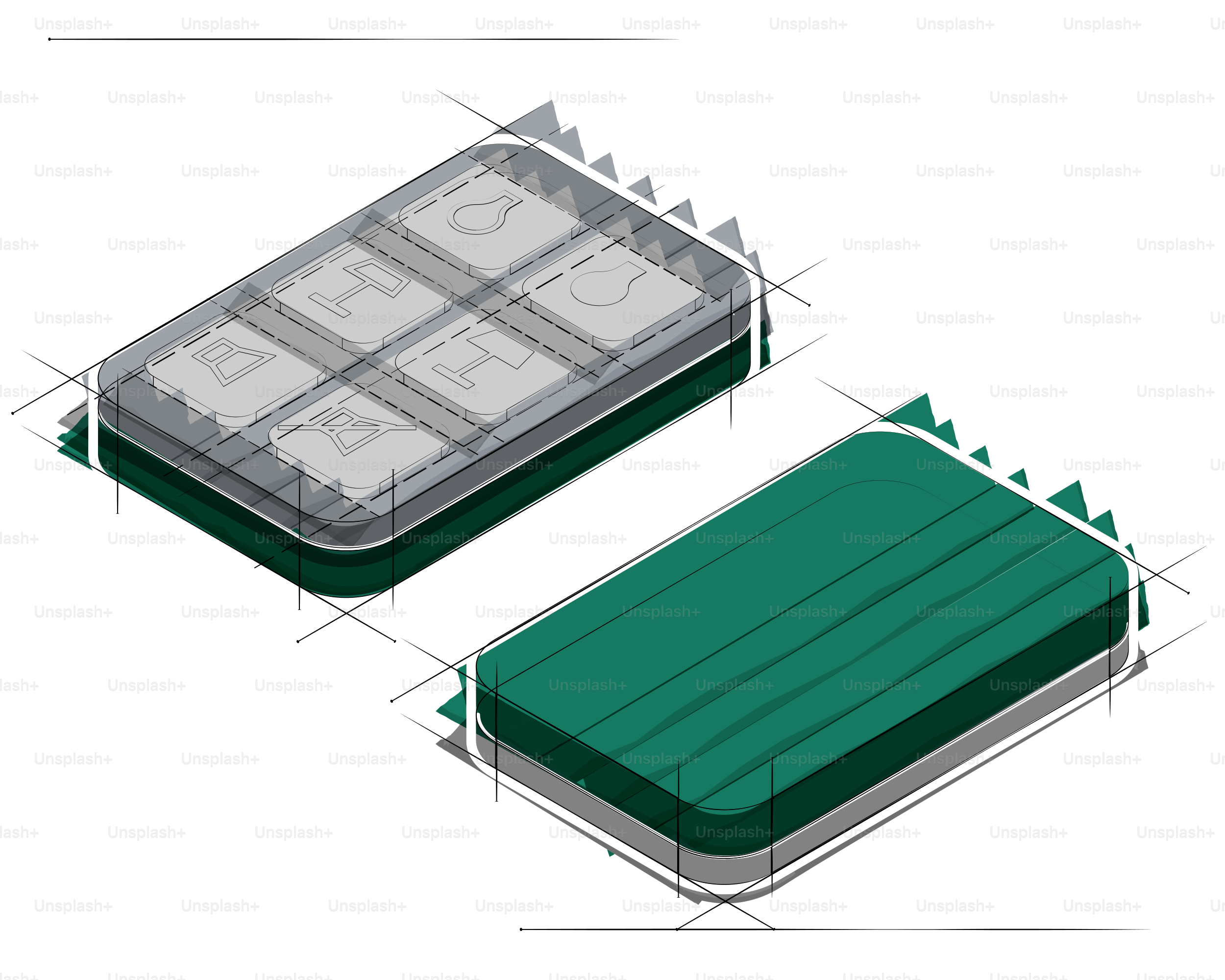 A diagram of a mattress and a mattress pad