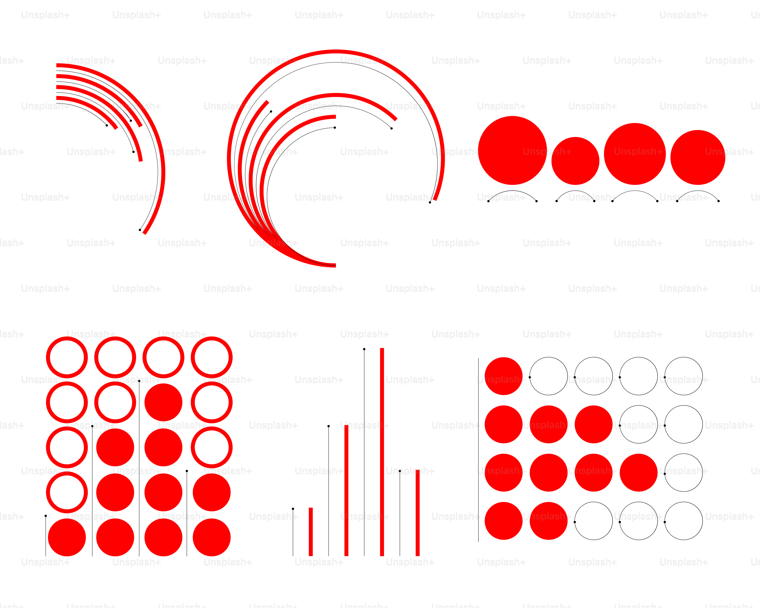 A white background with red circles and lines