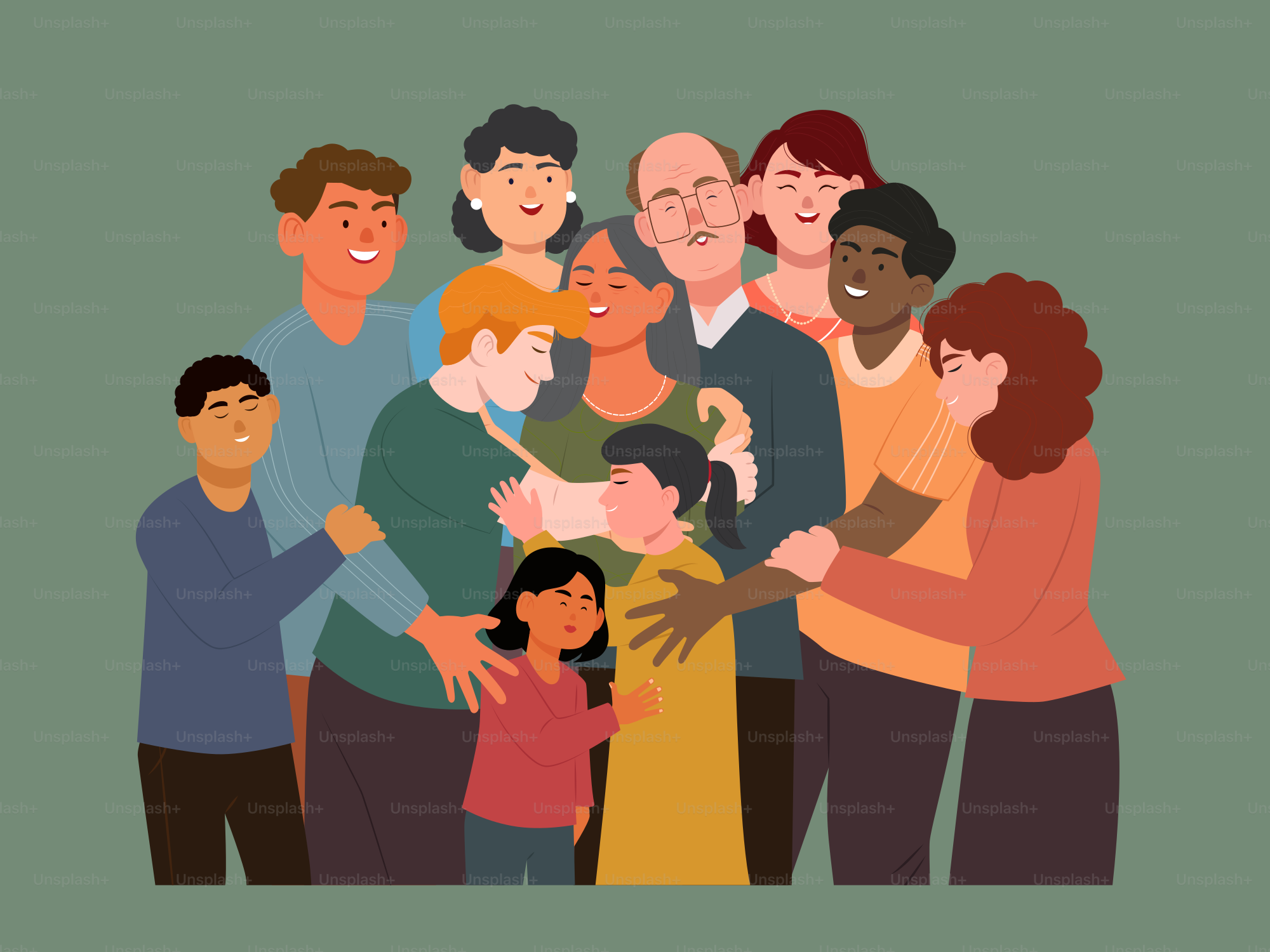 Un gruppo di persone in piedi una accanto all'altra