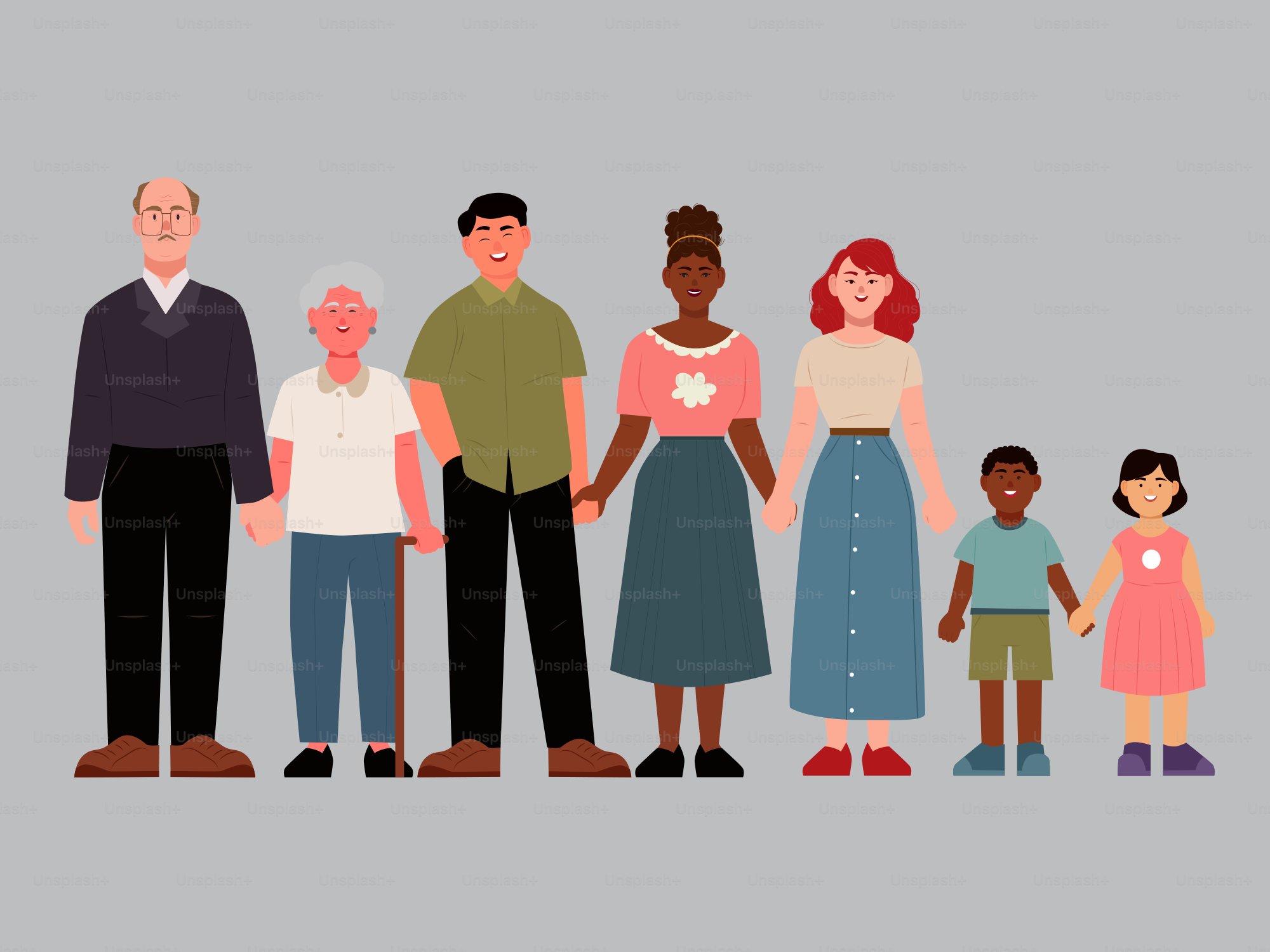 Eine Gruppe von Menschen, die nebeneinander stehen