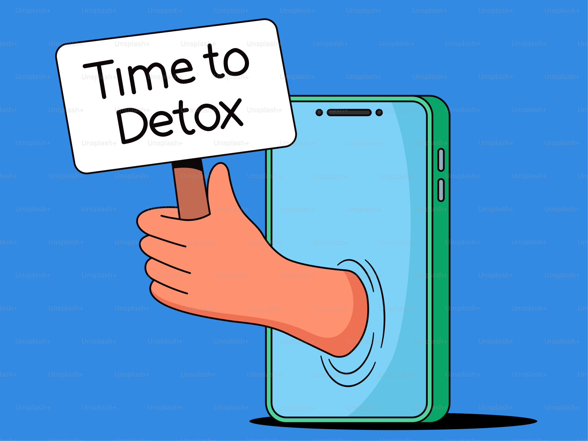 A hand holding a sign that says time to detox