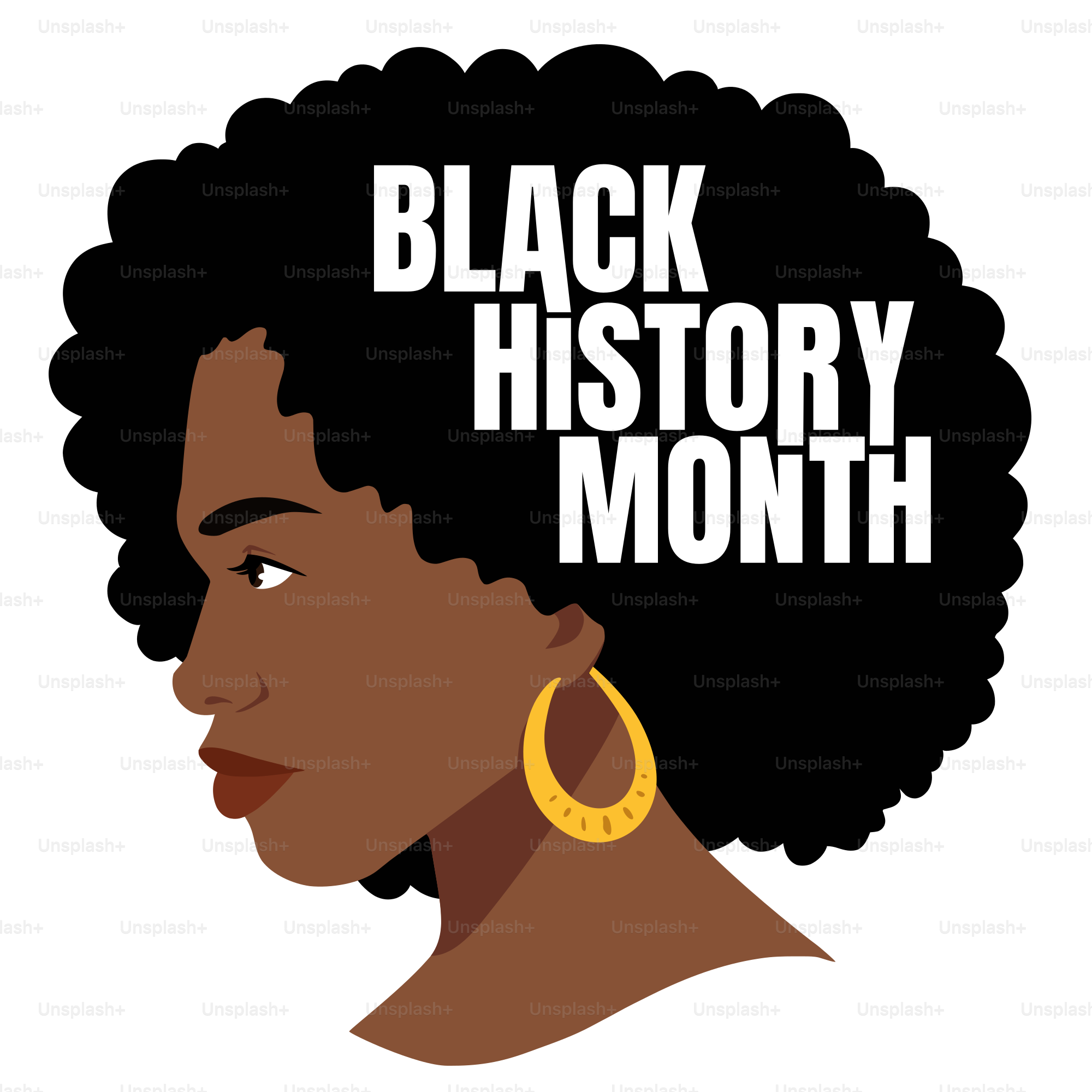 Una mujer con un signo del mes de la historia negra en la cabeza