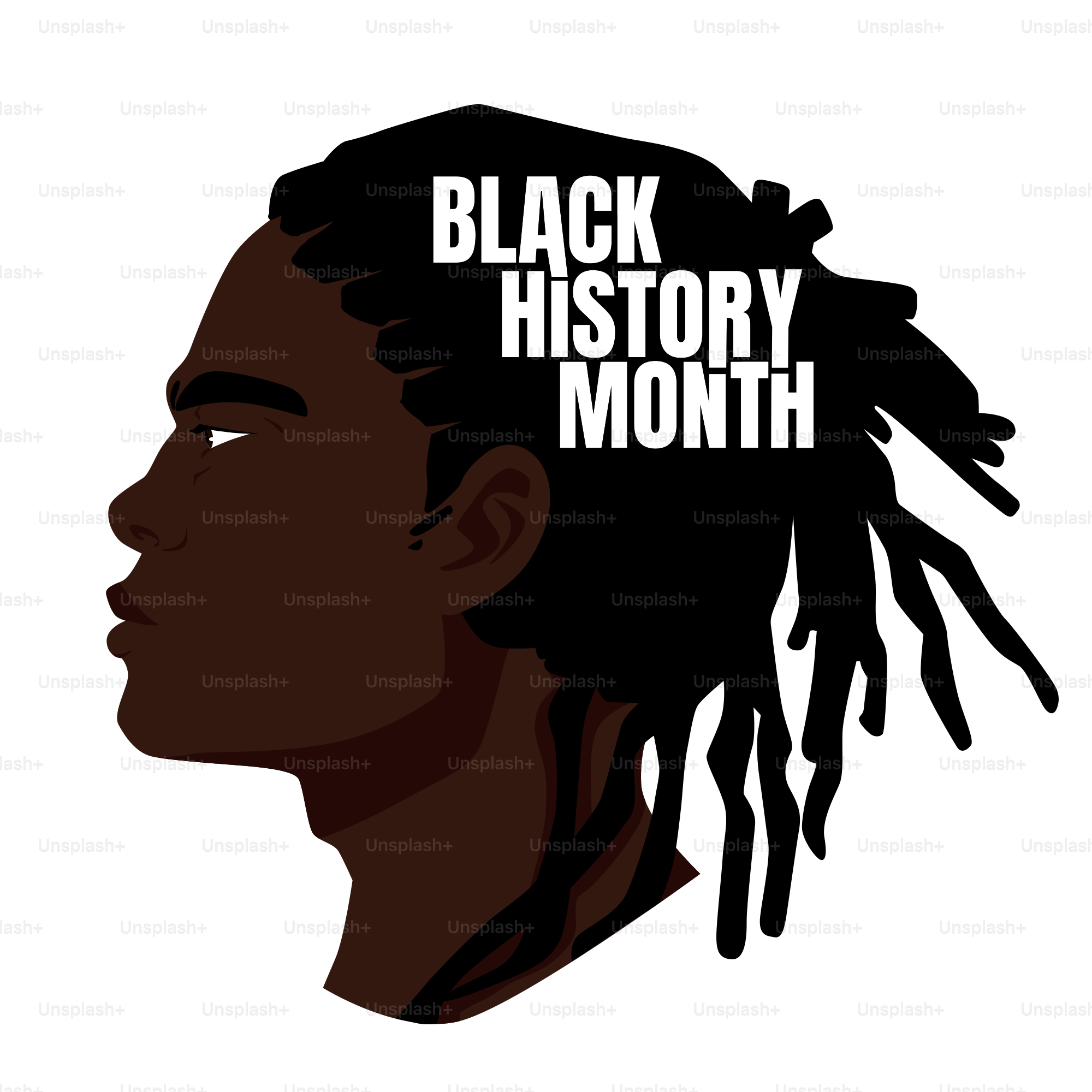 A black man with dreadlocks and the words black history month