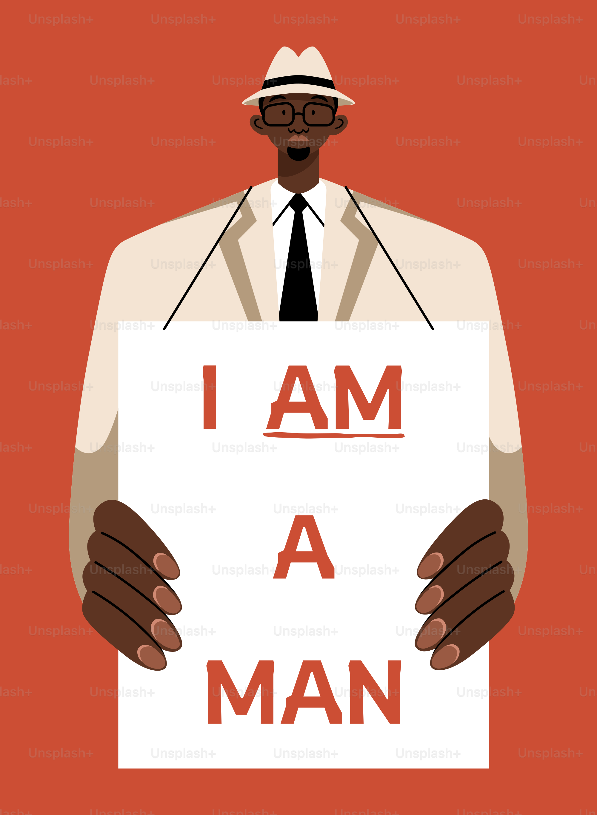 A man holding a sign that says i am a man