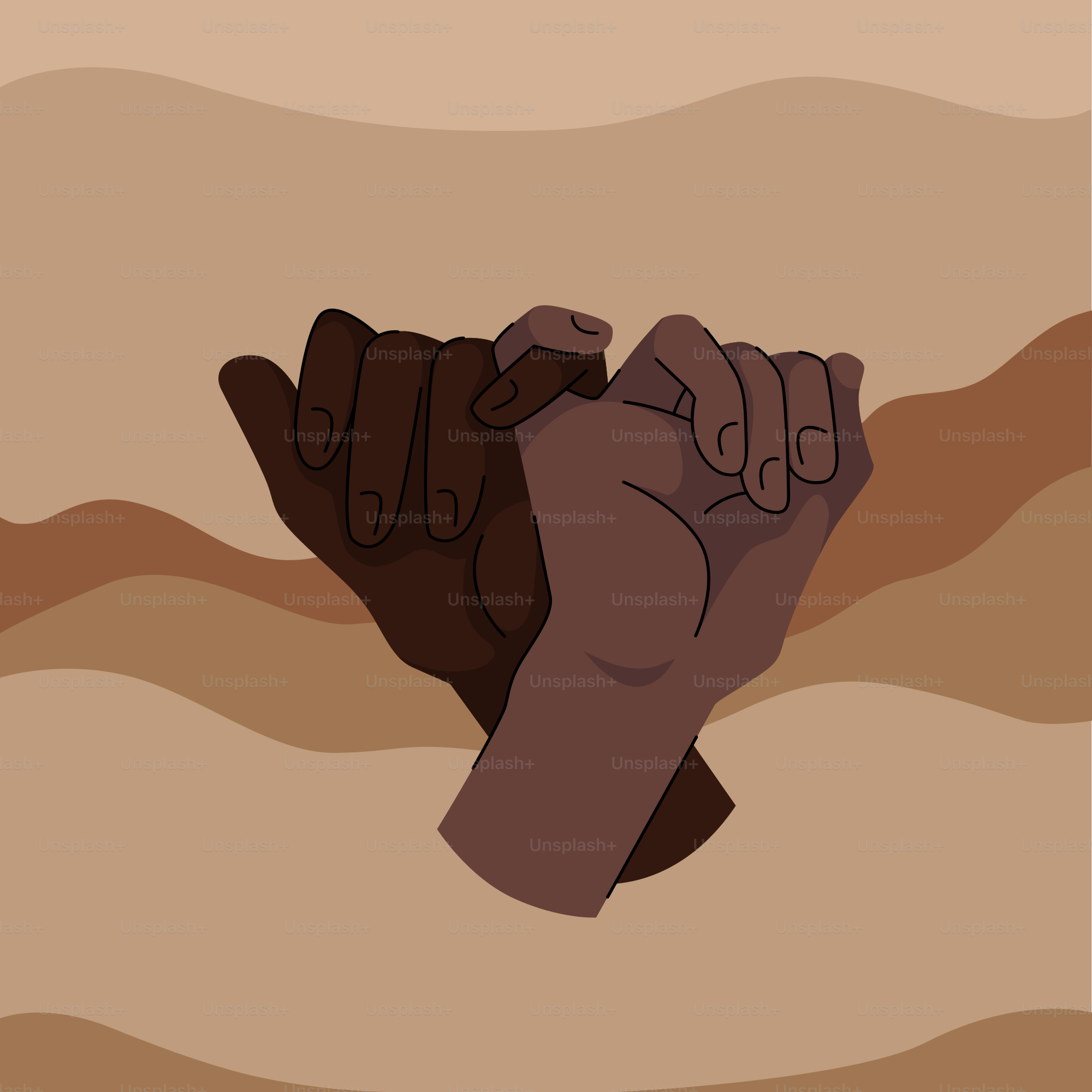 A pair of hands holding each other in the air