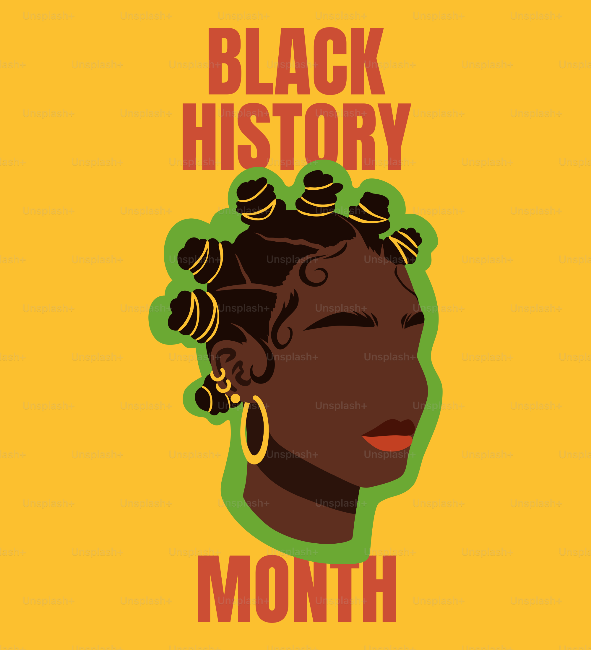 A black woman's profile with the words black history month on it