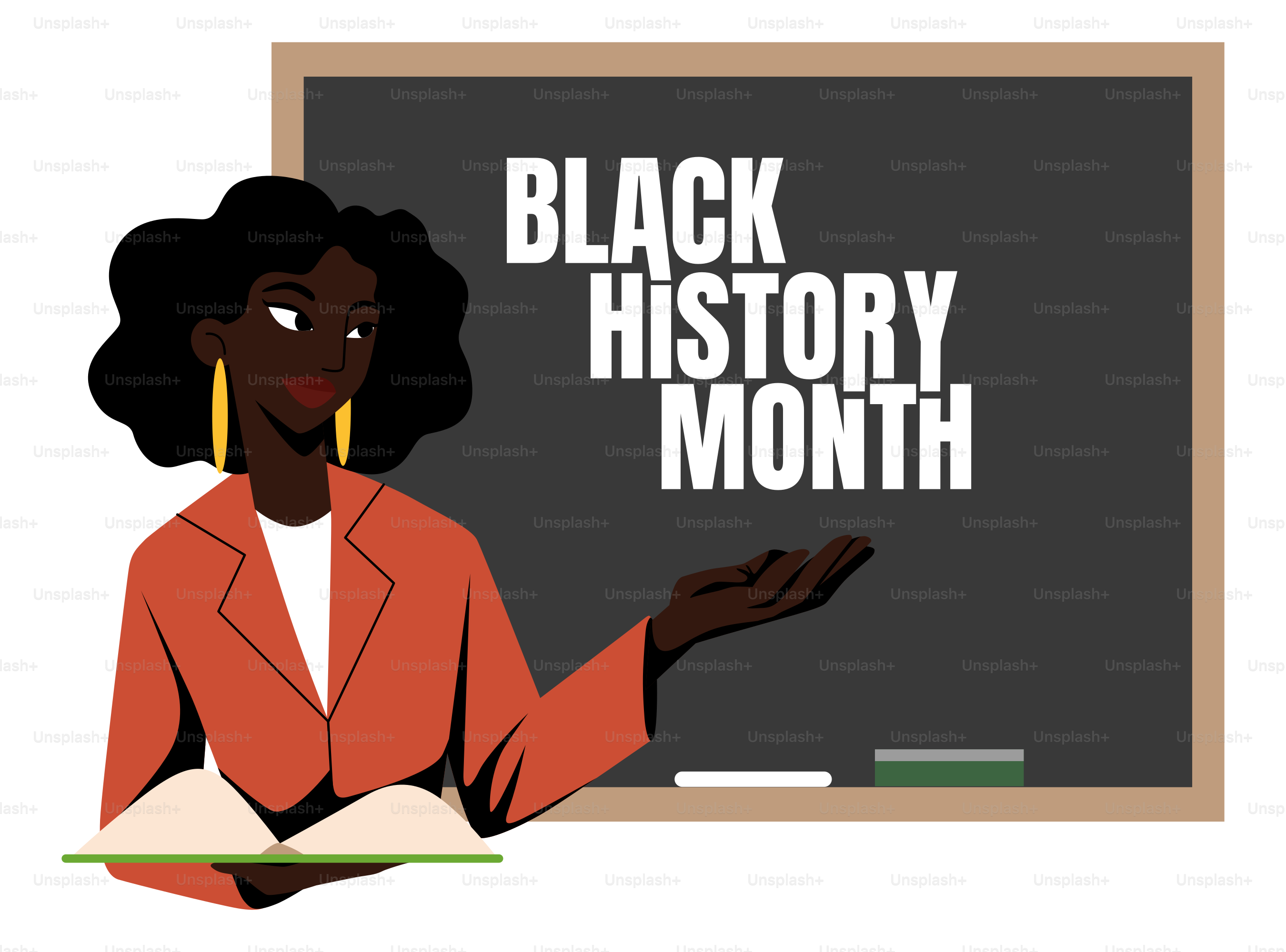 Une femme est assise devant un tableau noir