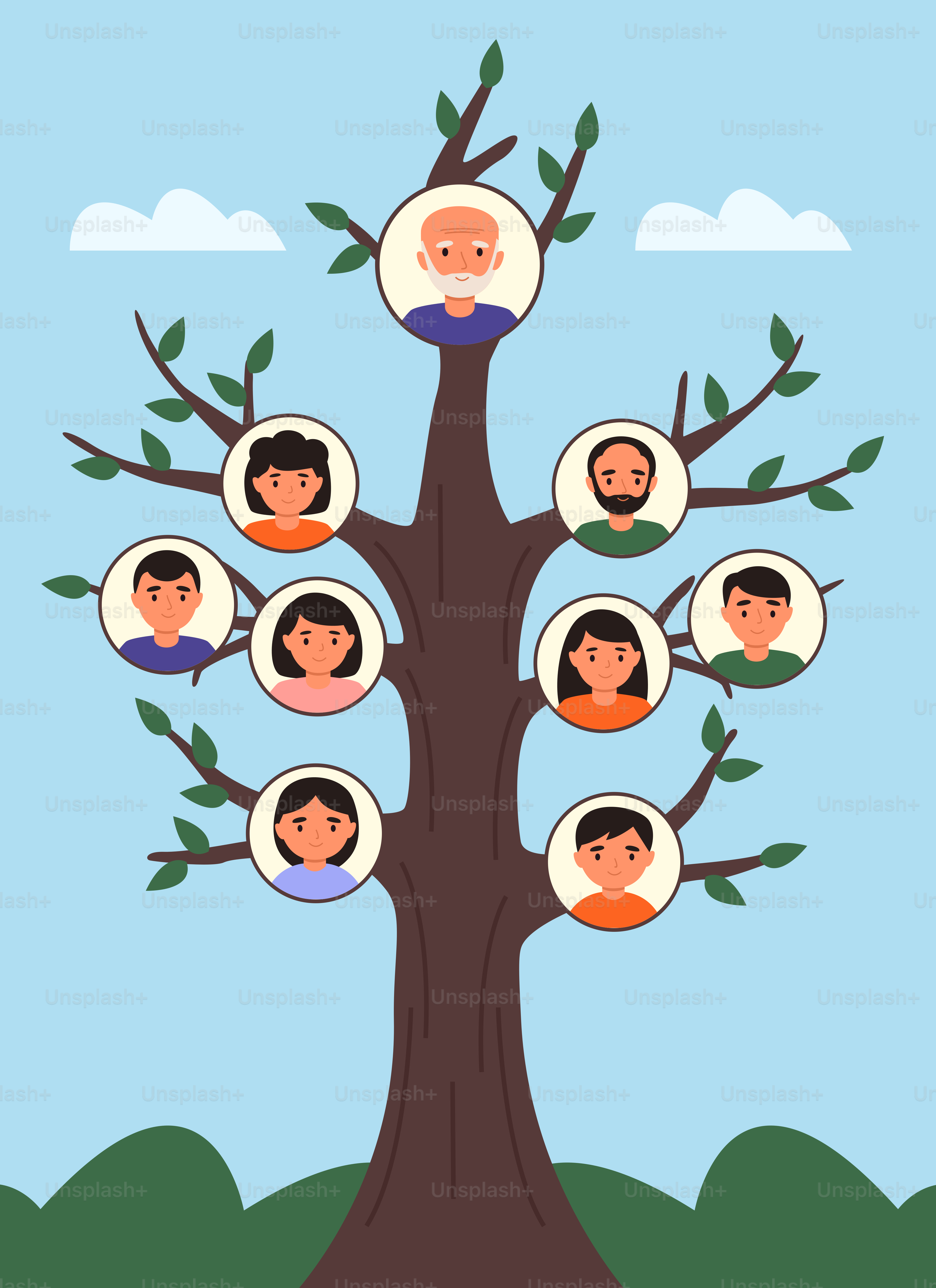 A family tree with many people on it