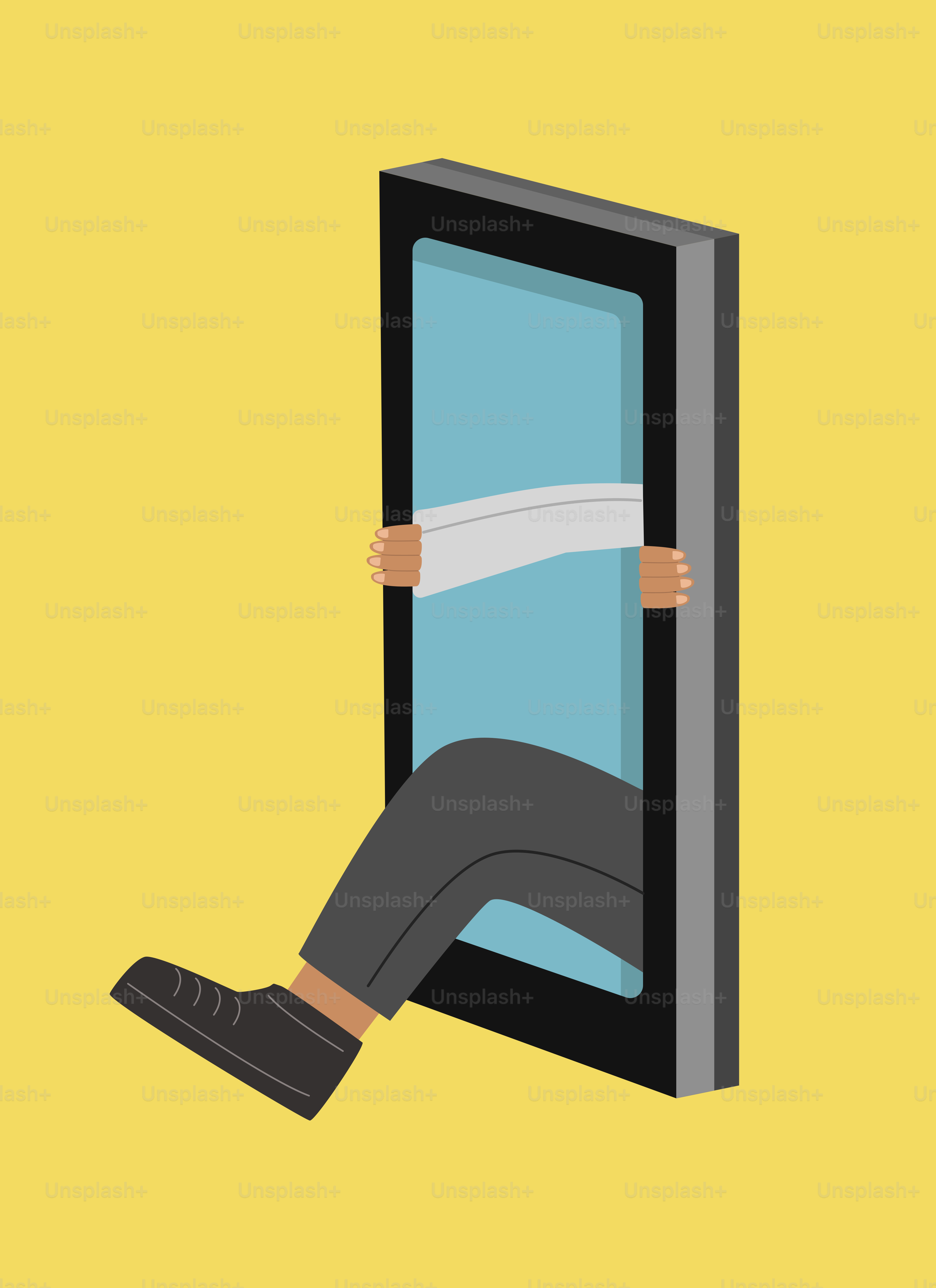 A man with his head in a window