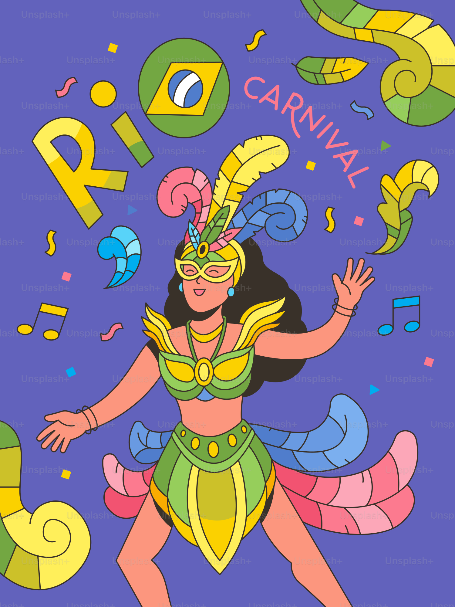 Un cartone di una donna in costume