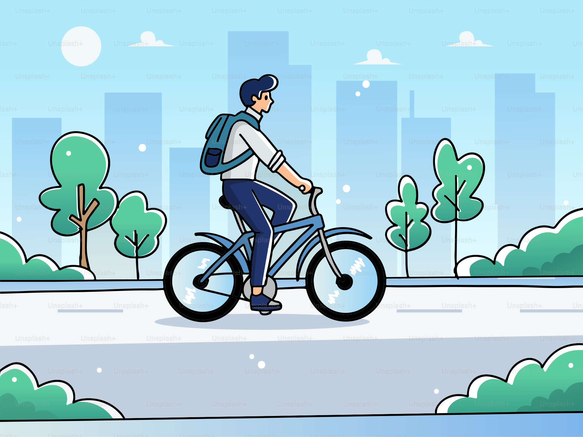 A man riding a bike down a street