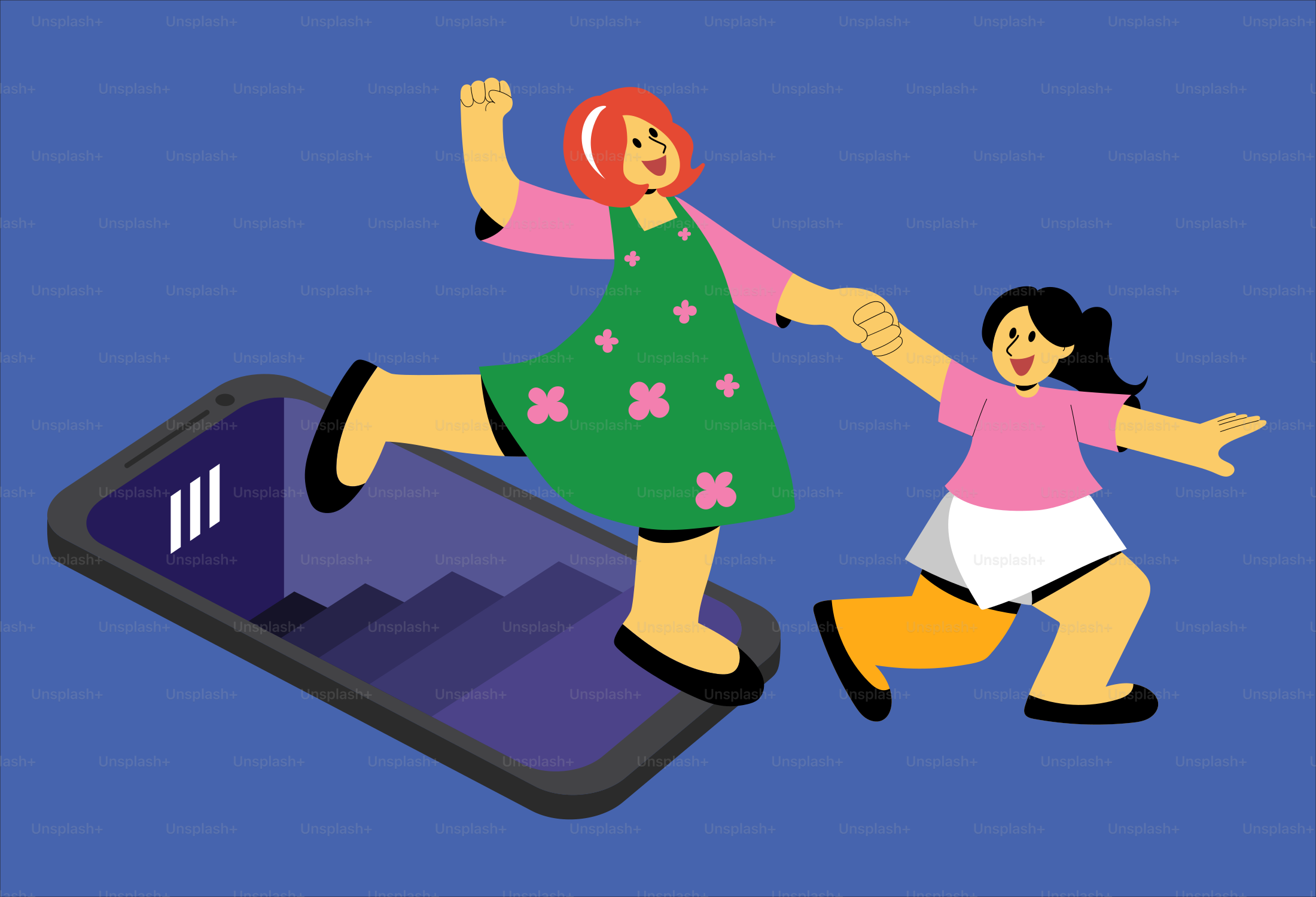 Dos personas bailan en un teléfono celular