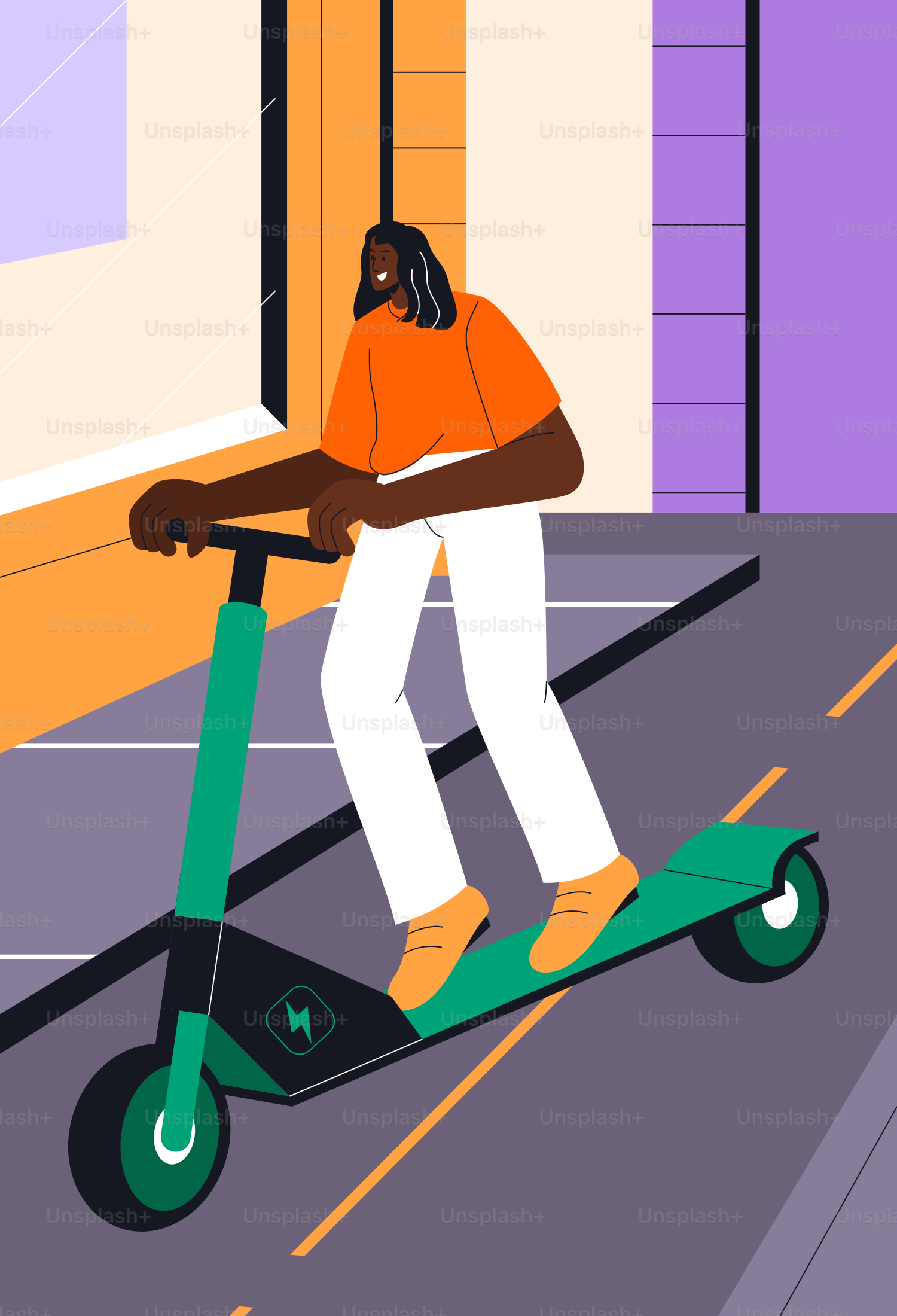A person riding a scooter on a city street