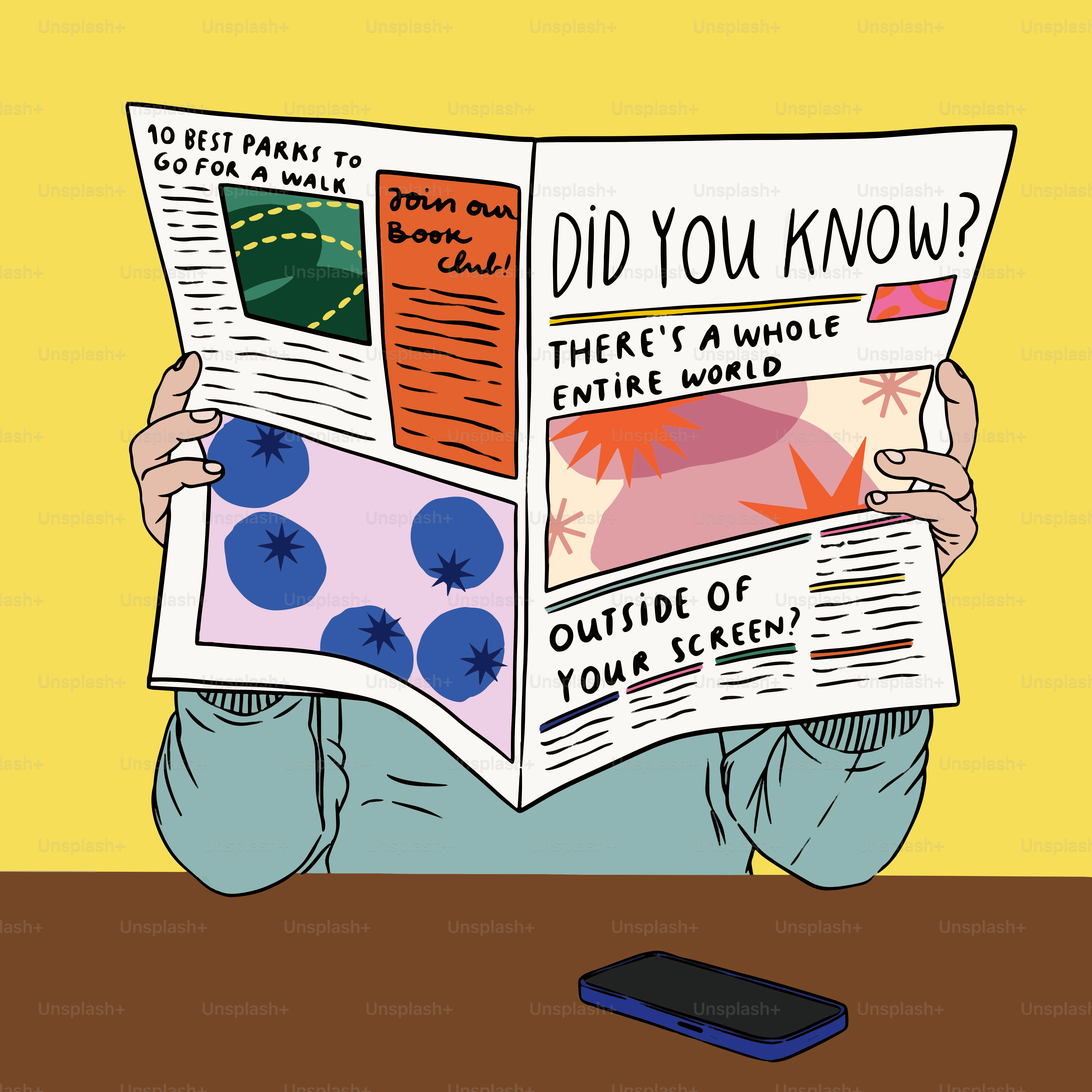 A person sitting at a table reading a newspaper