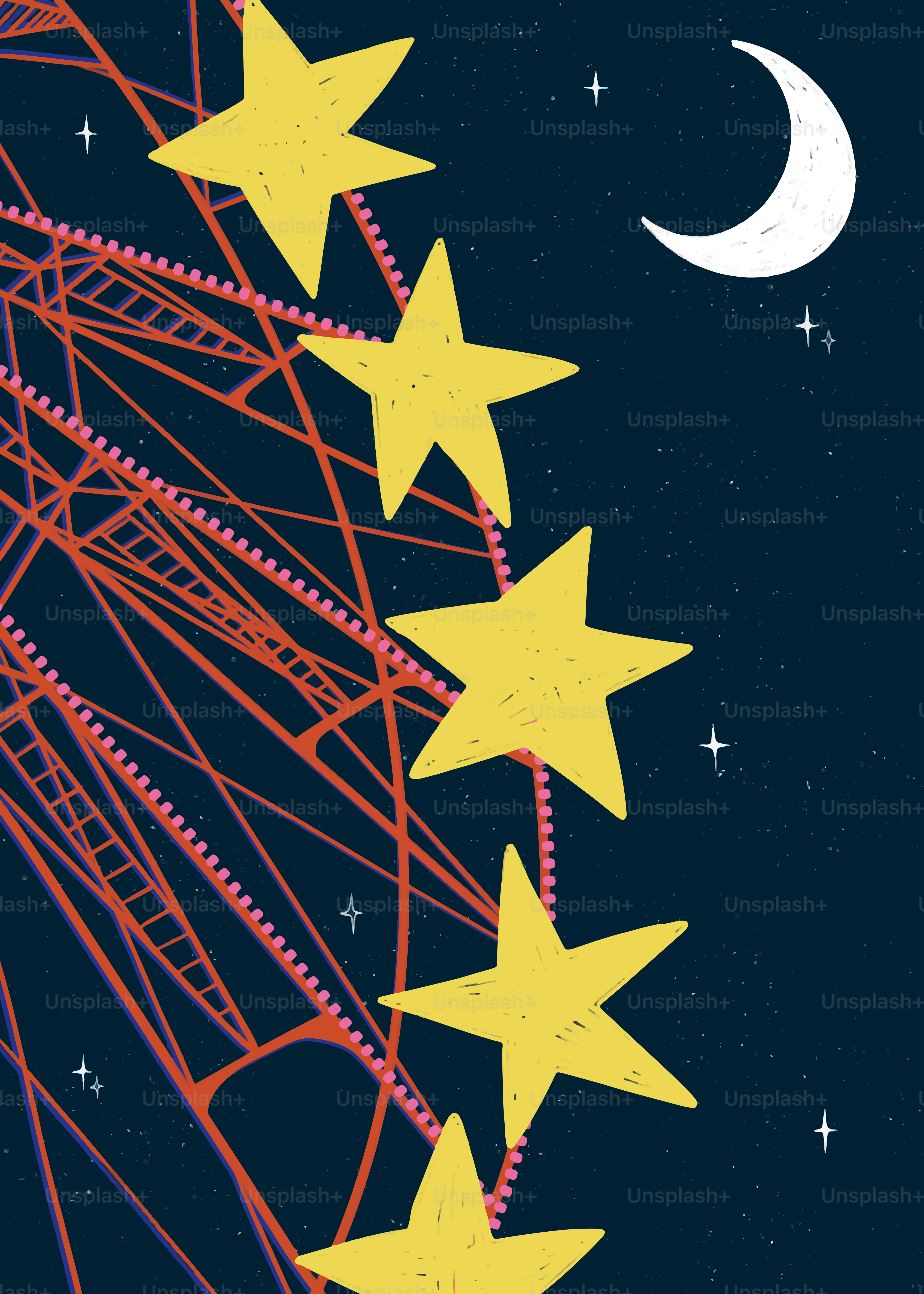 Une grande roue avec des étoiles et un croissant