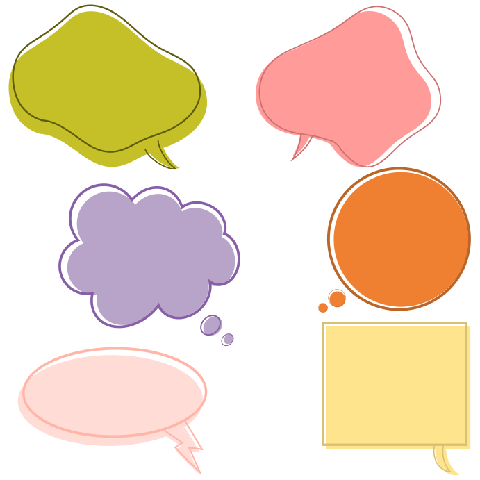 A group of speech bubbles with different shapes