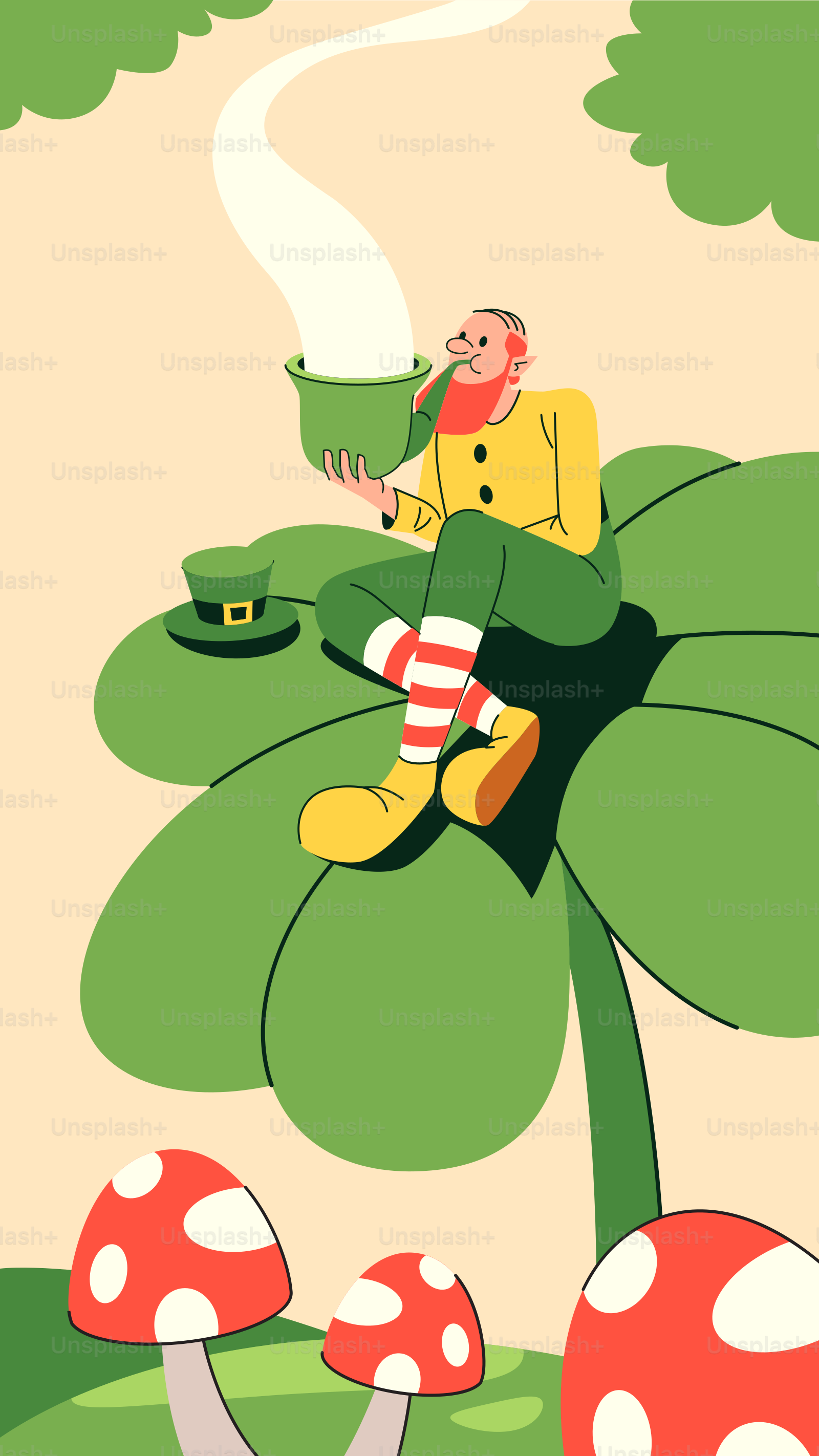 Un hombre sentado encima de una planta verde