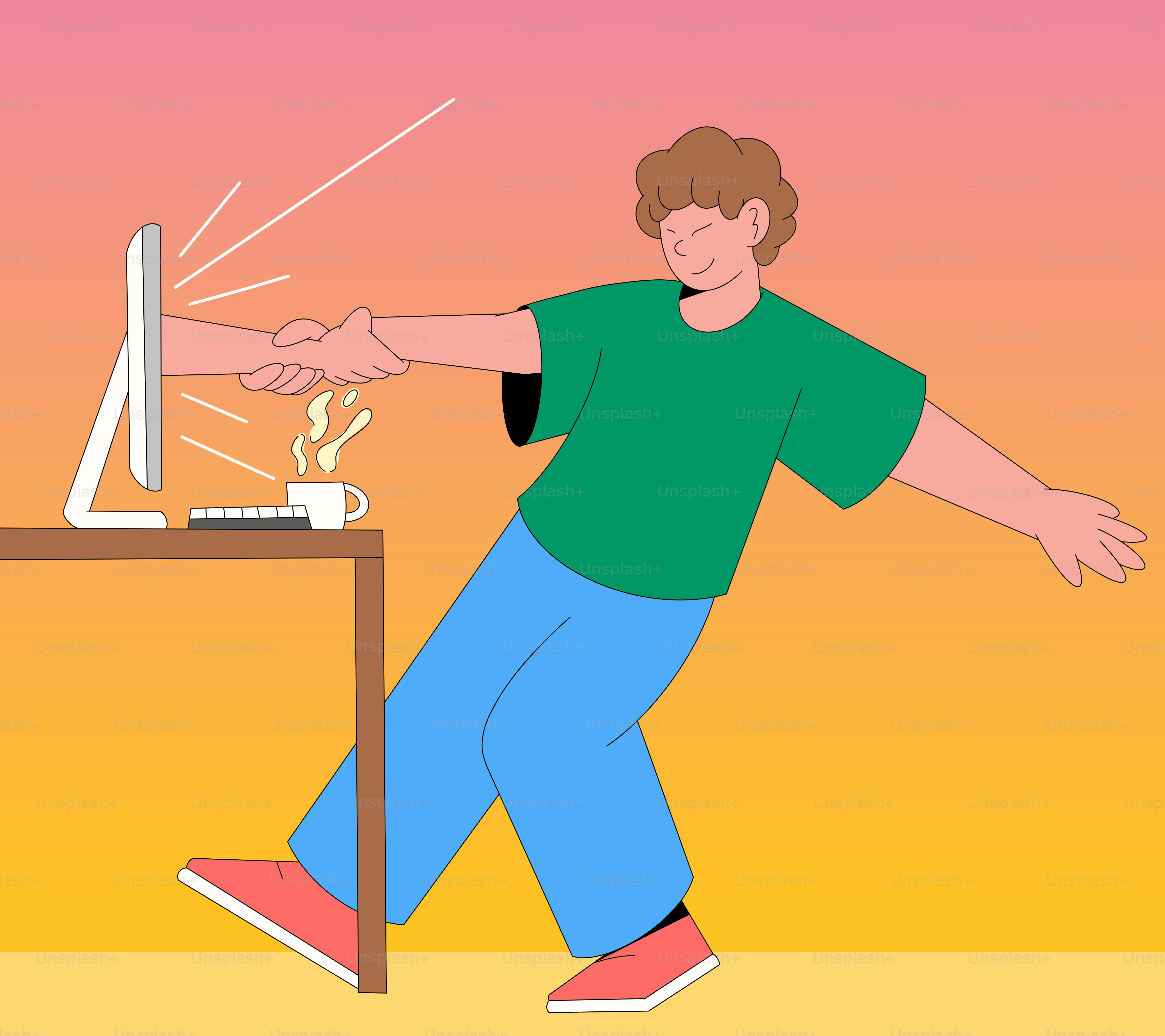 A man standing in front of a computer on a desk