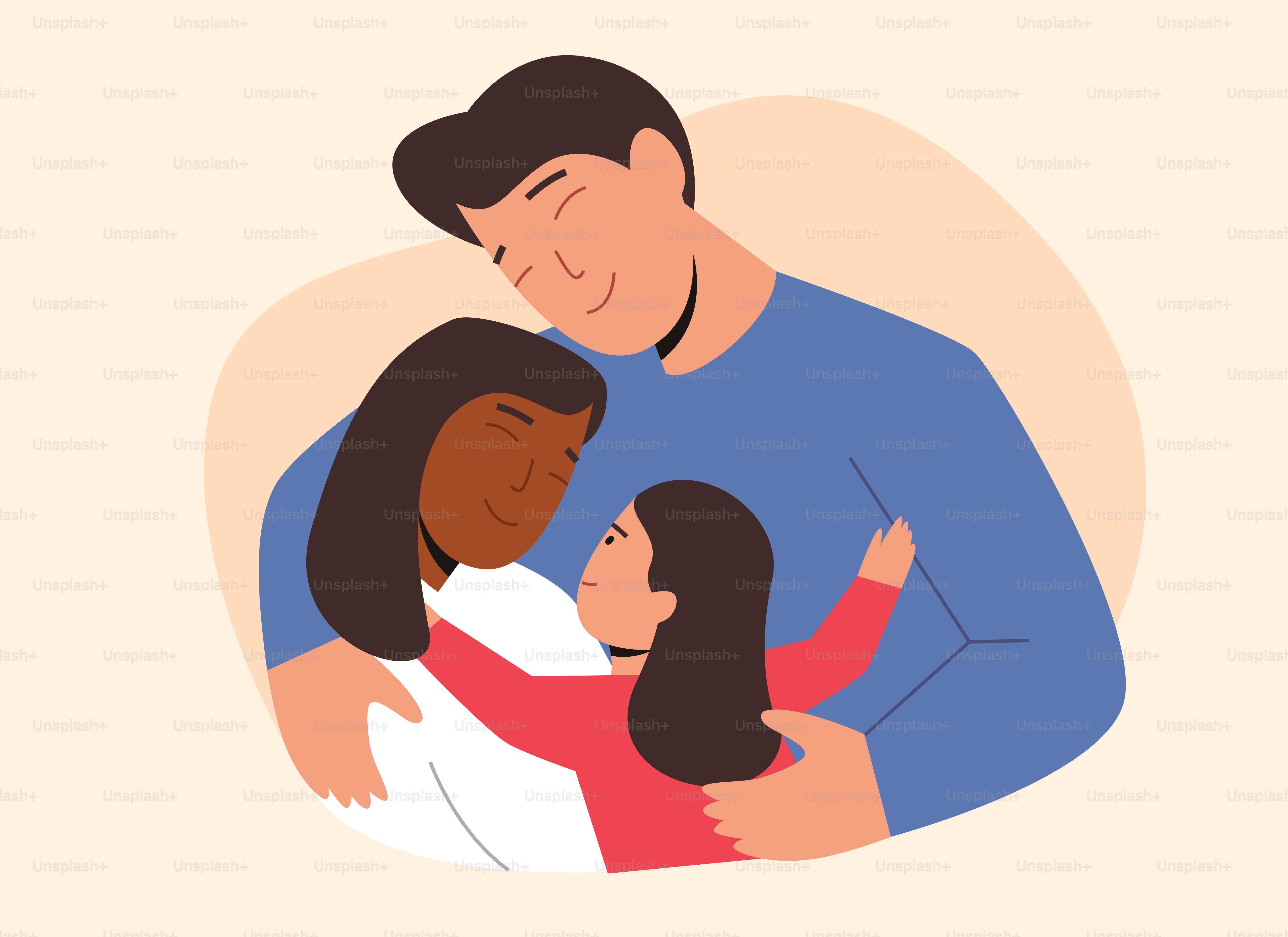 A man and two women hugging each other