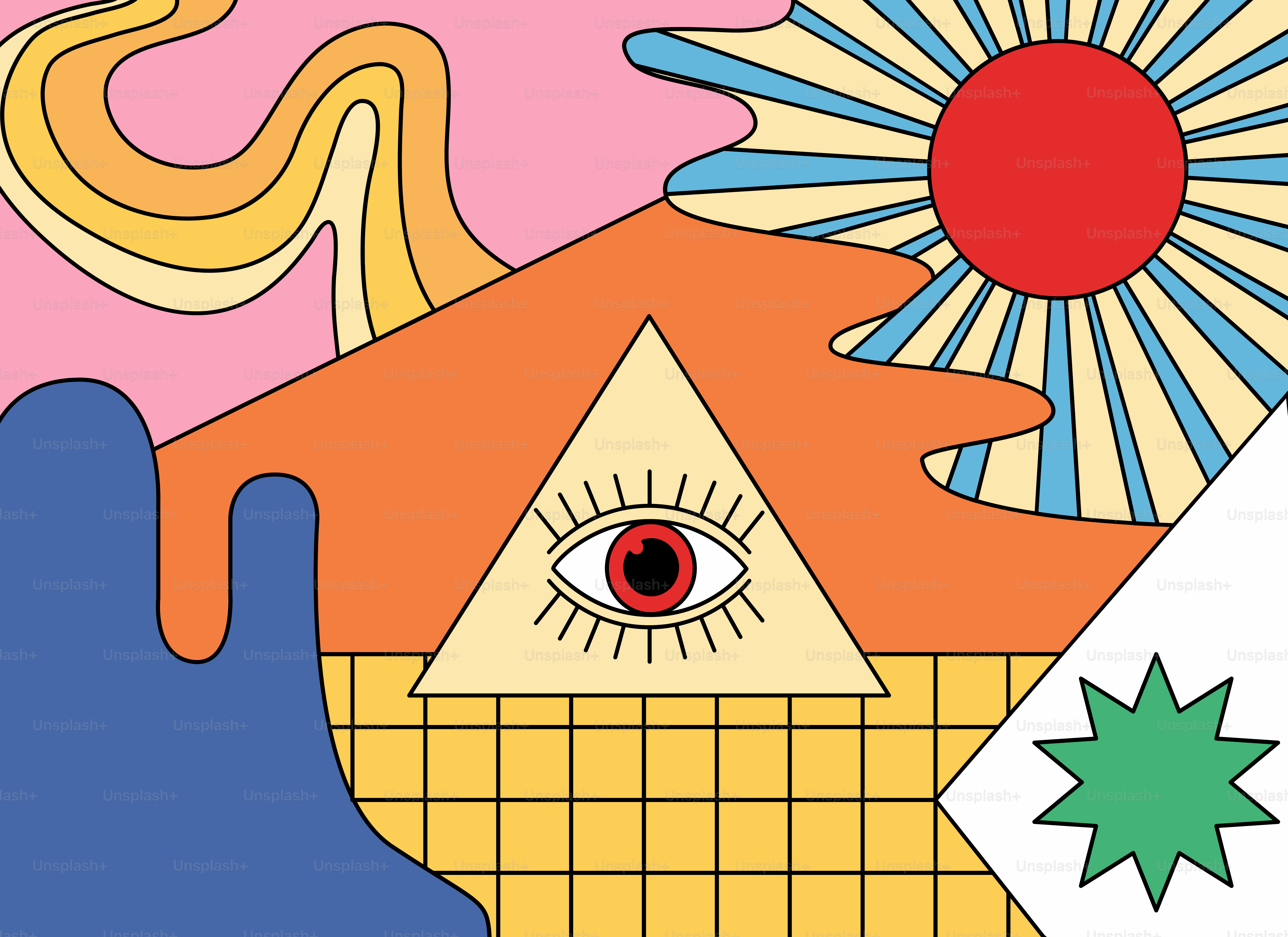 A painting of a person's hand with a house in the background