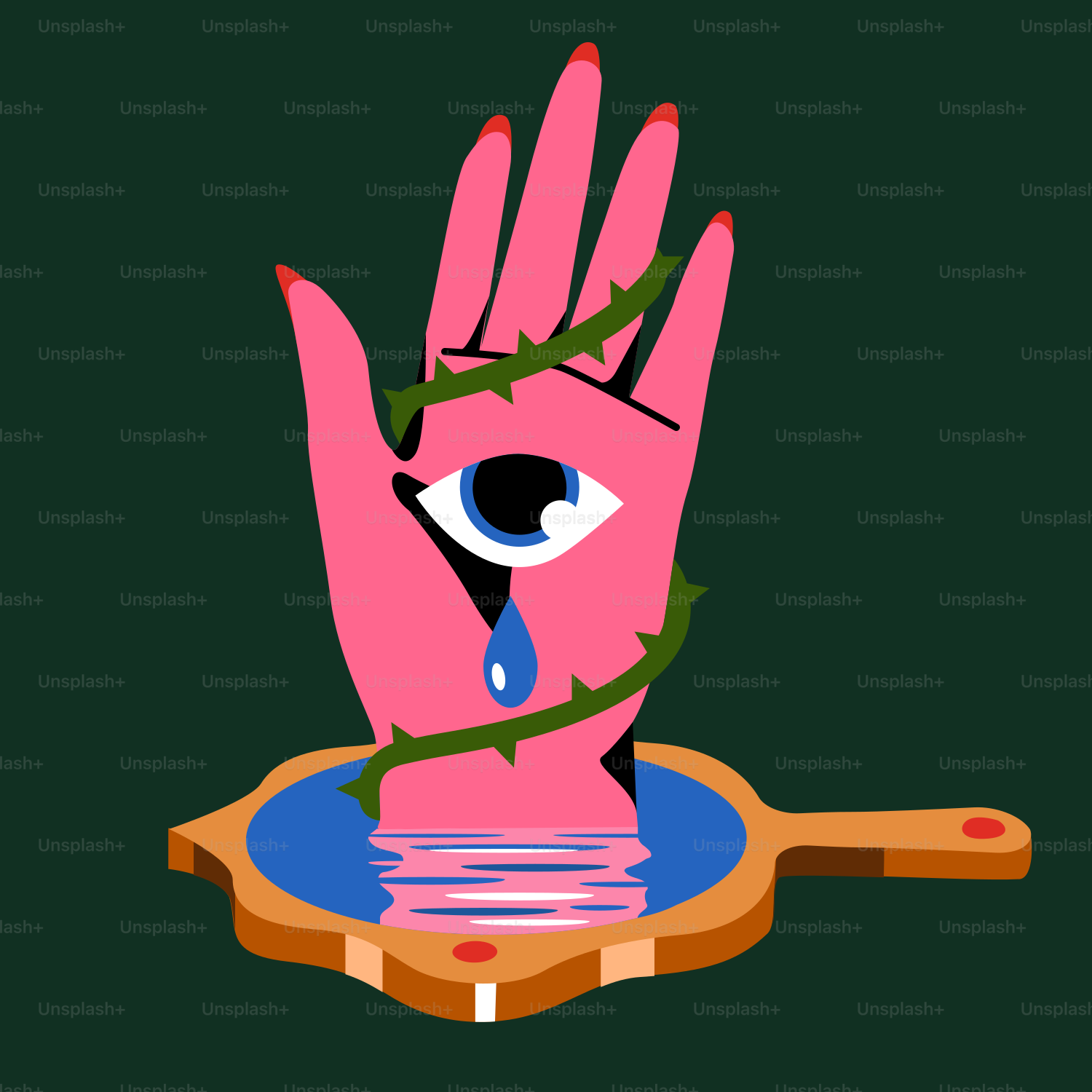 A picture of a hand with a crown on it