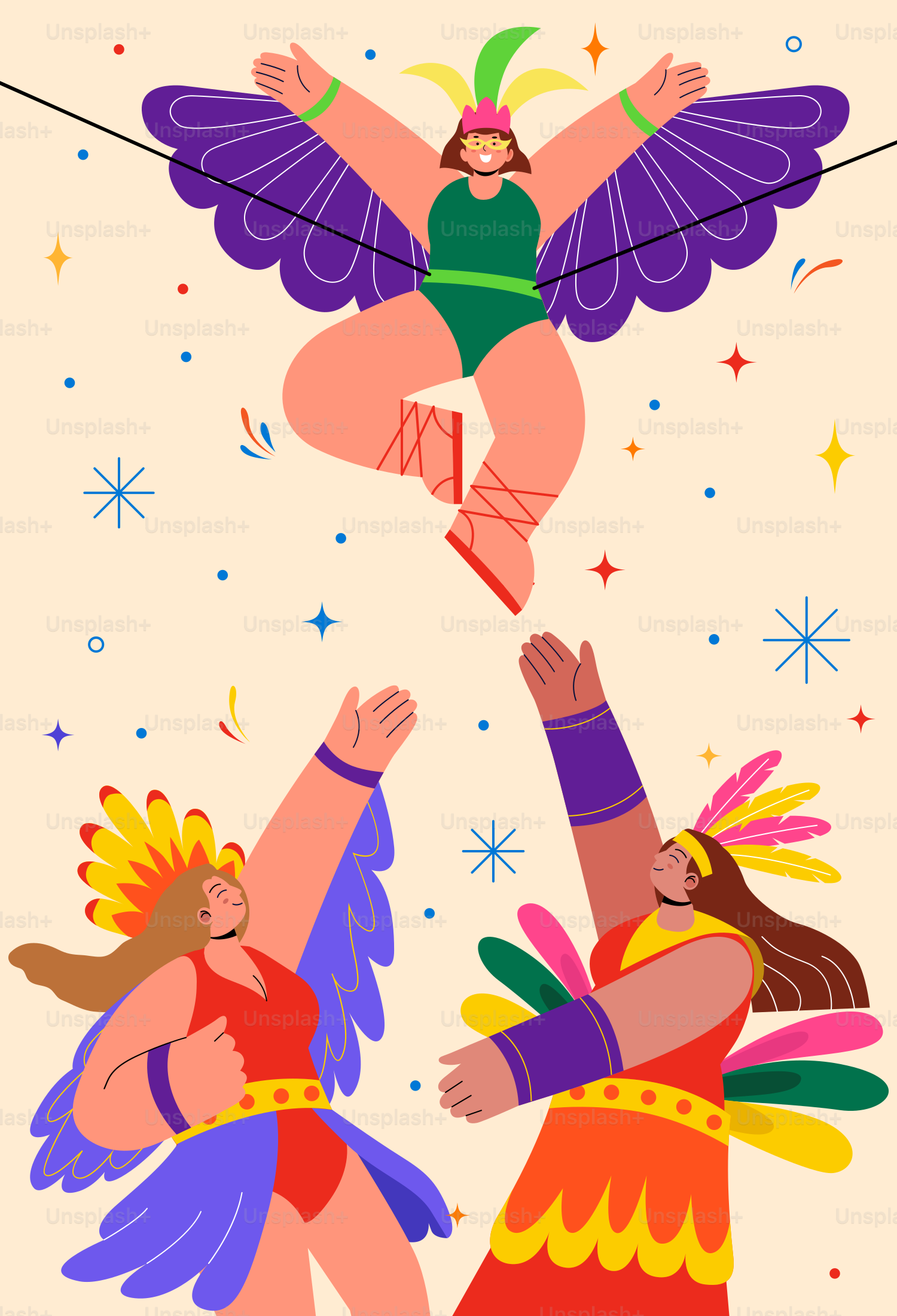 Un paio di donne che volano nell'aria