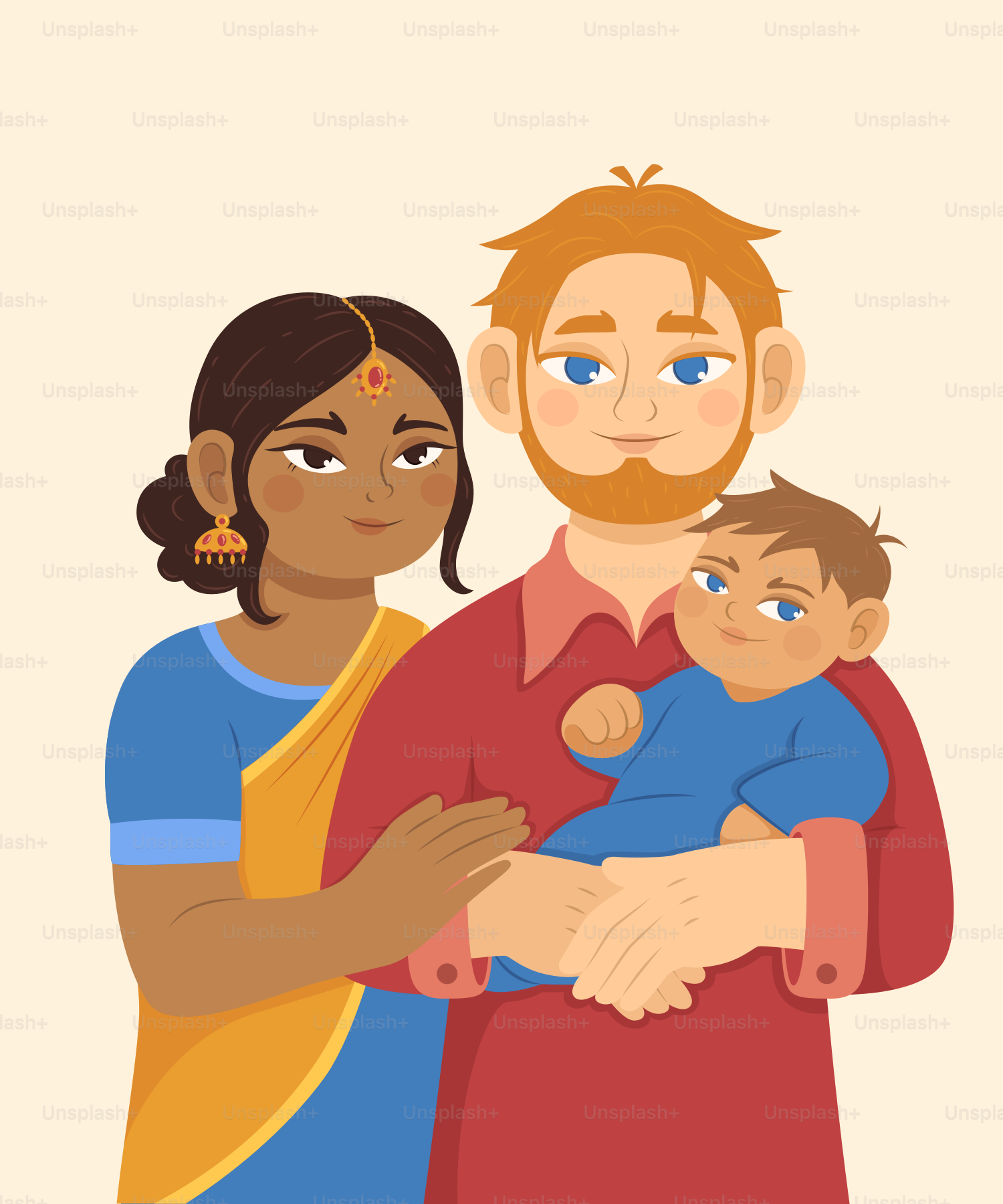 A man and woman holding a baby in their arms