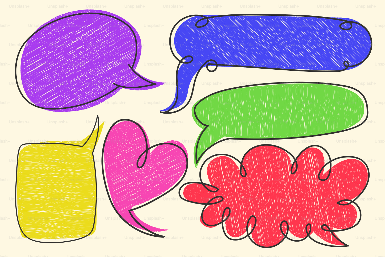 A drawing of a group of speech bubbles
