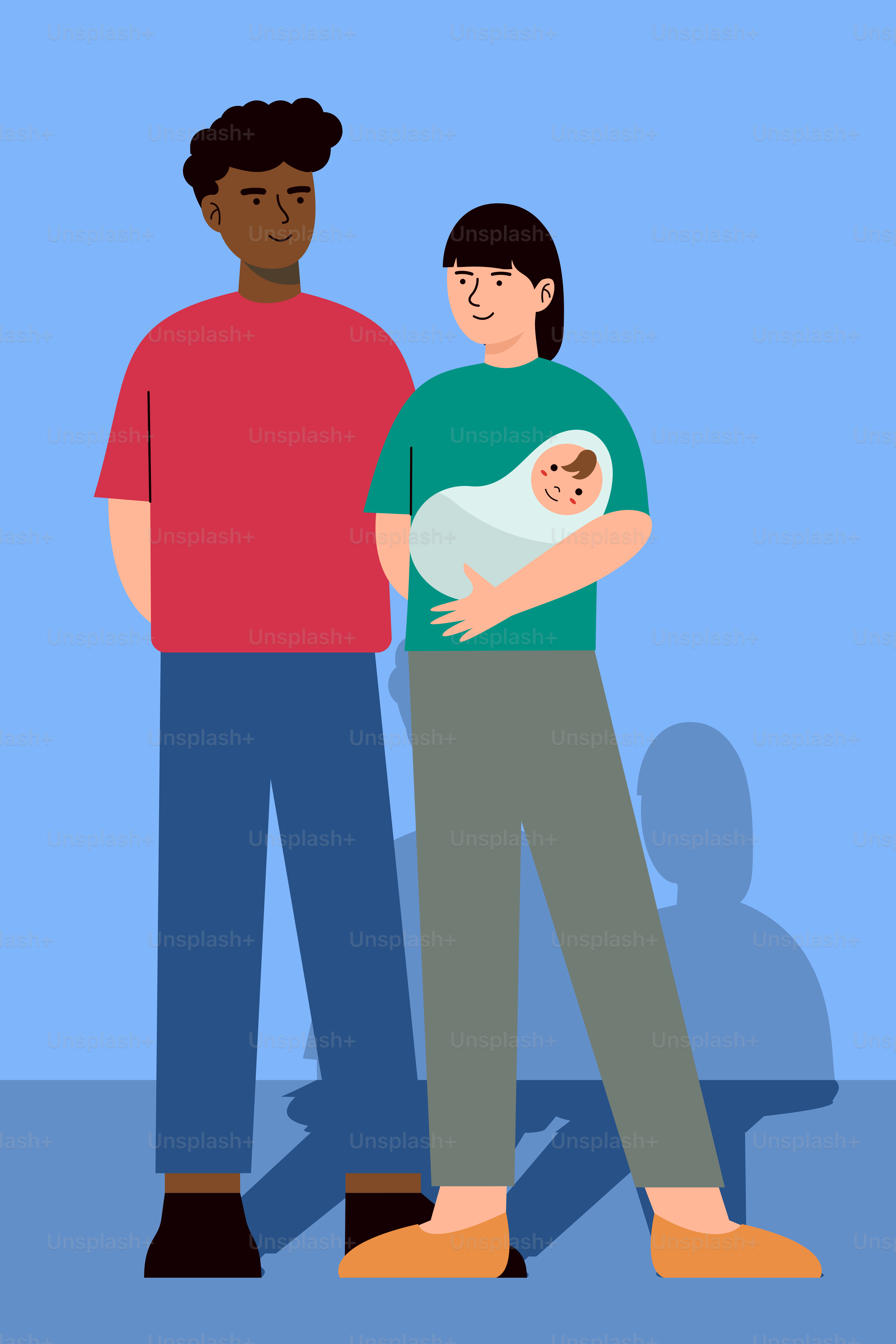 Ein Mann und eine Frau halten ein Baby in den Armen