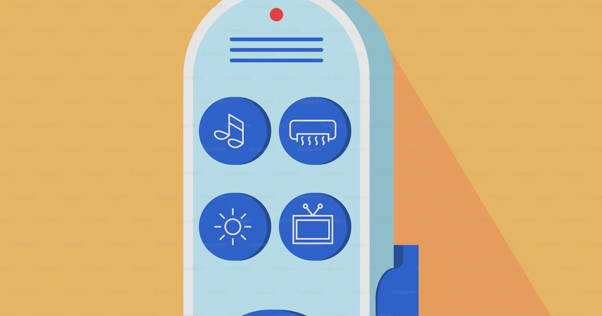 Remote Control Shadow A remote control with a long shadow on a yellow background vector ...