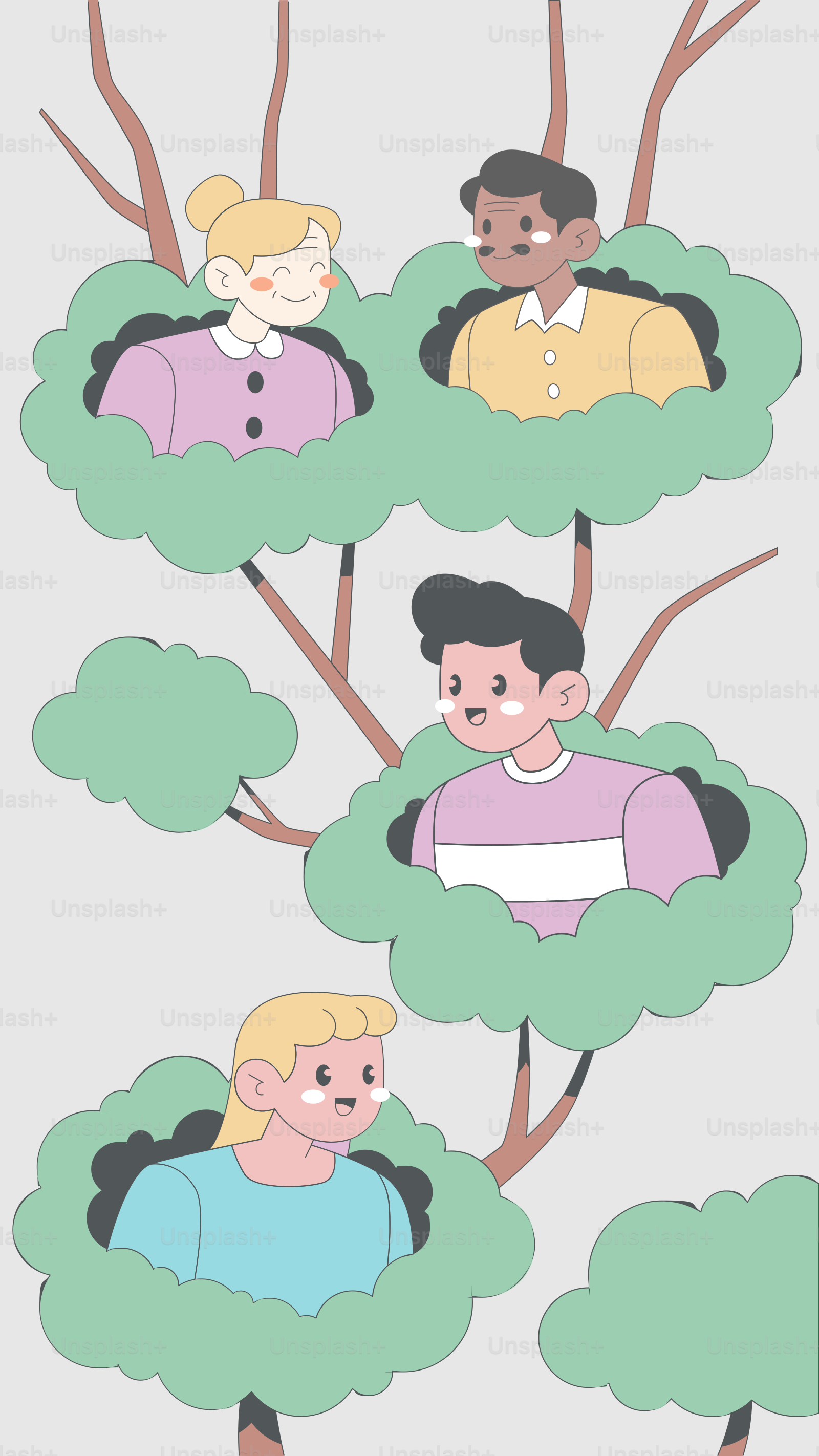 A group of people sitting on top of a tree