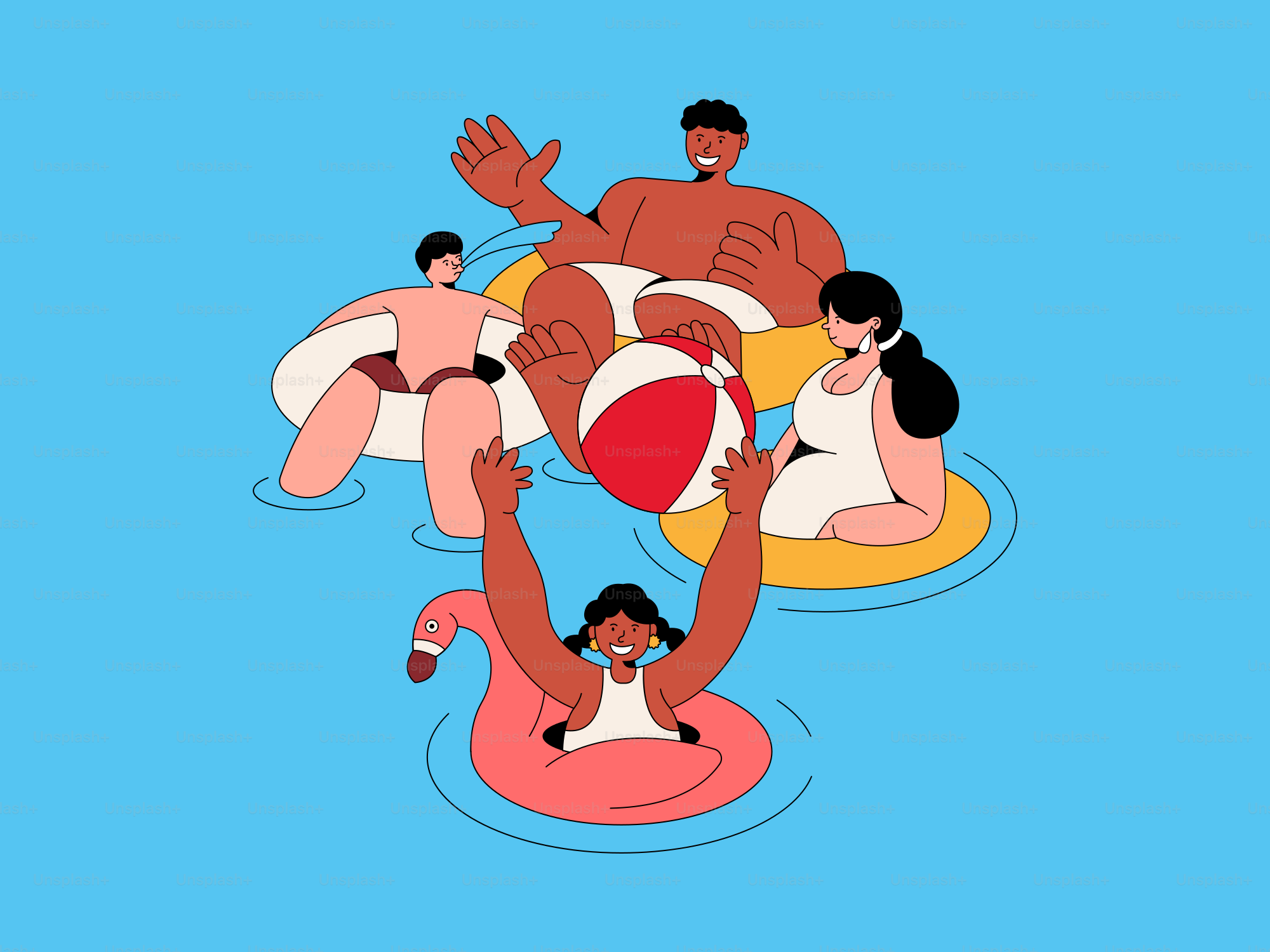 A group of people floating on top of an inflatable raft