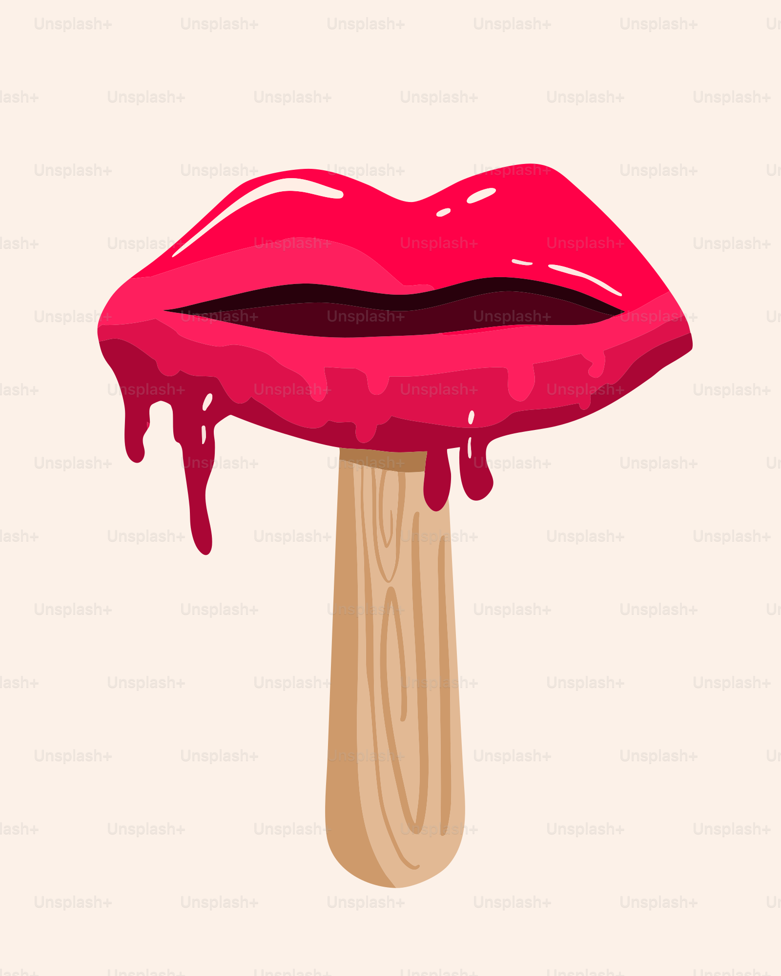 Une glace avec un rouge à lèvres rouge dessus